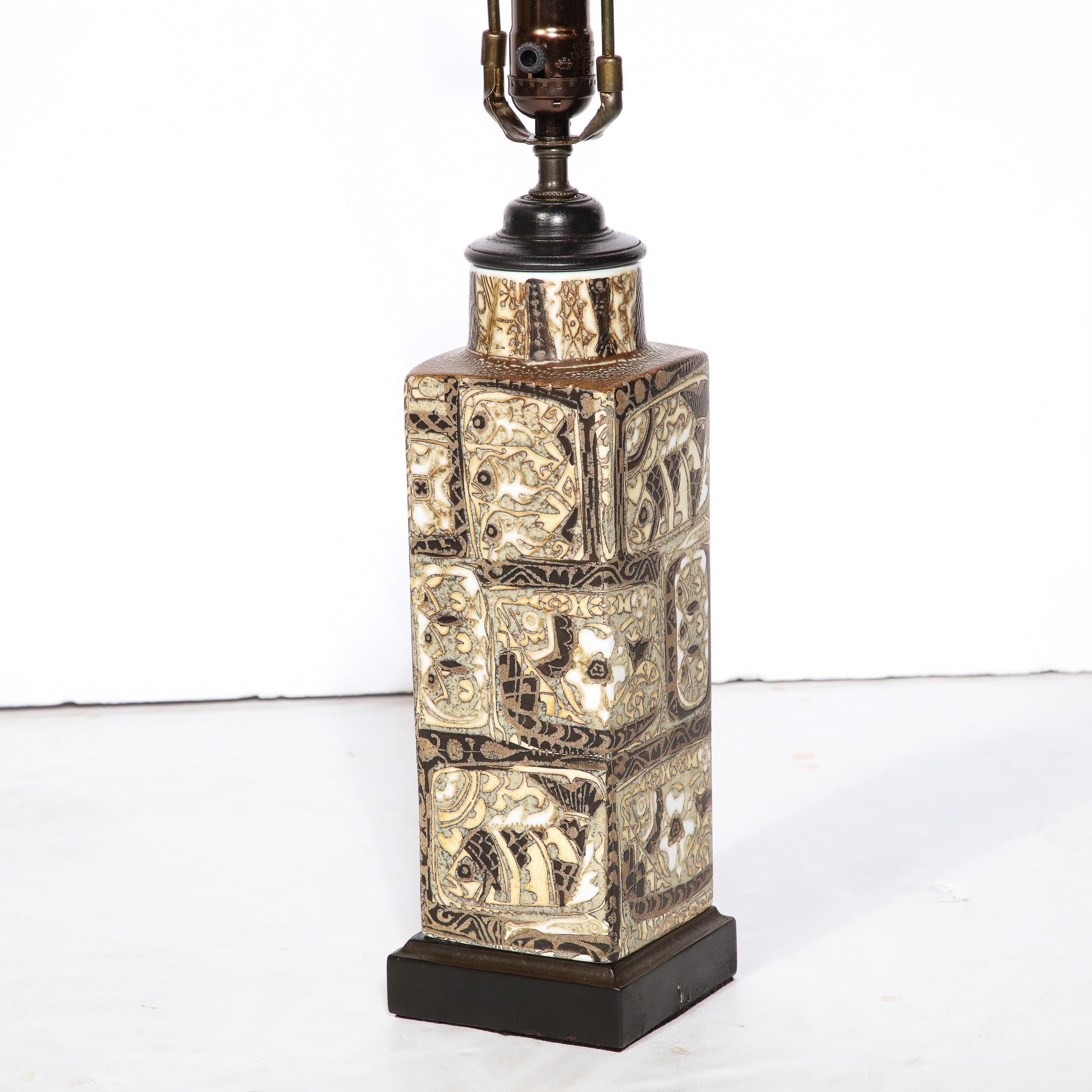 Hand Painted Ceramic Table Lamp with Oceanic Motifs by Royal Copenhagen 1