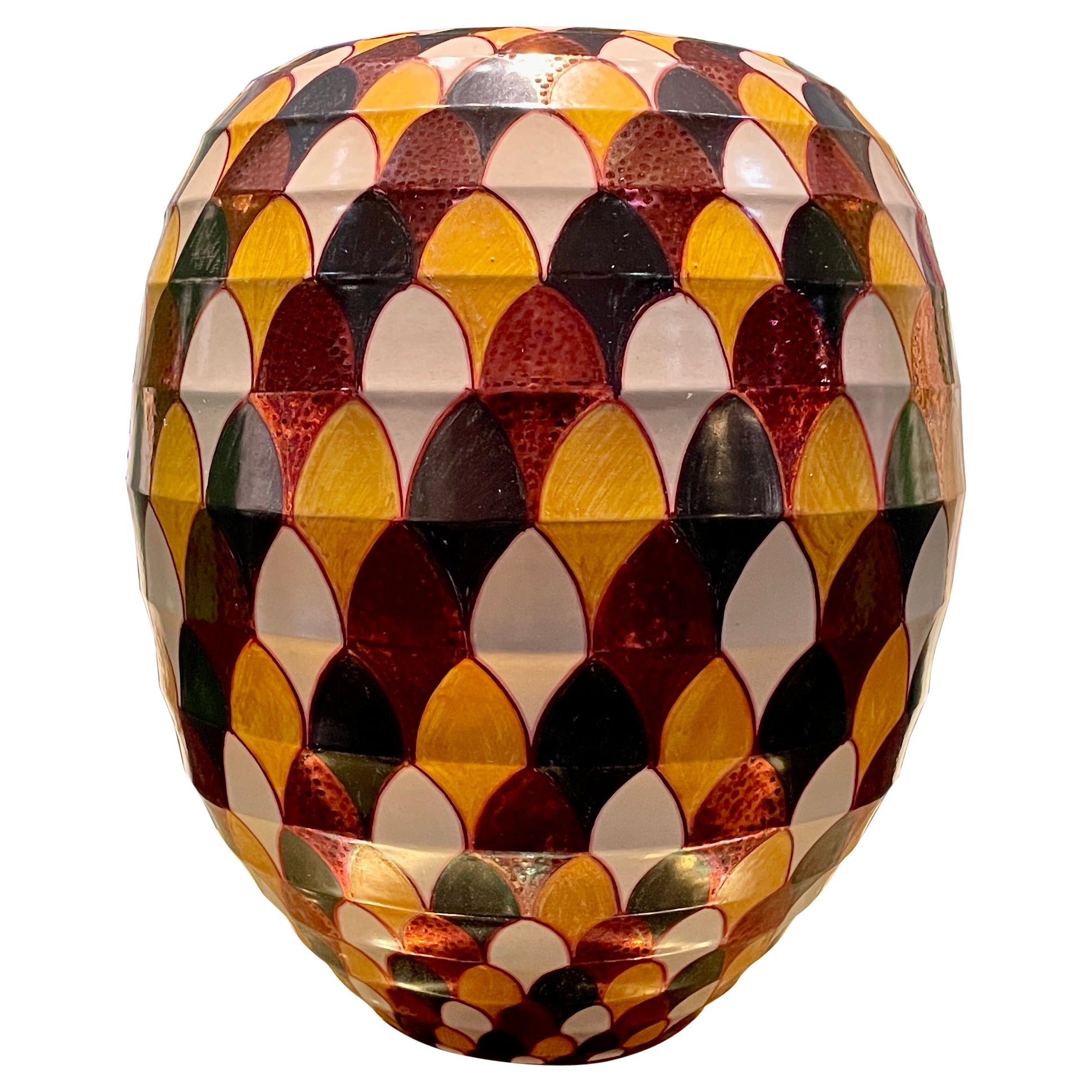 Hand Painted Ceramic Vase by Bottega Vignoli Italy Contemporary Majolica