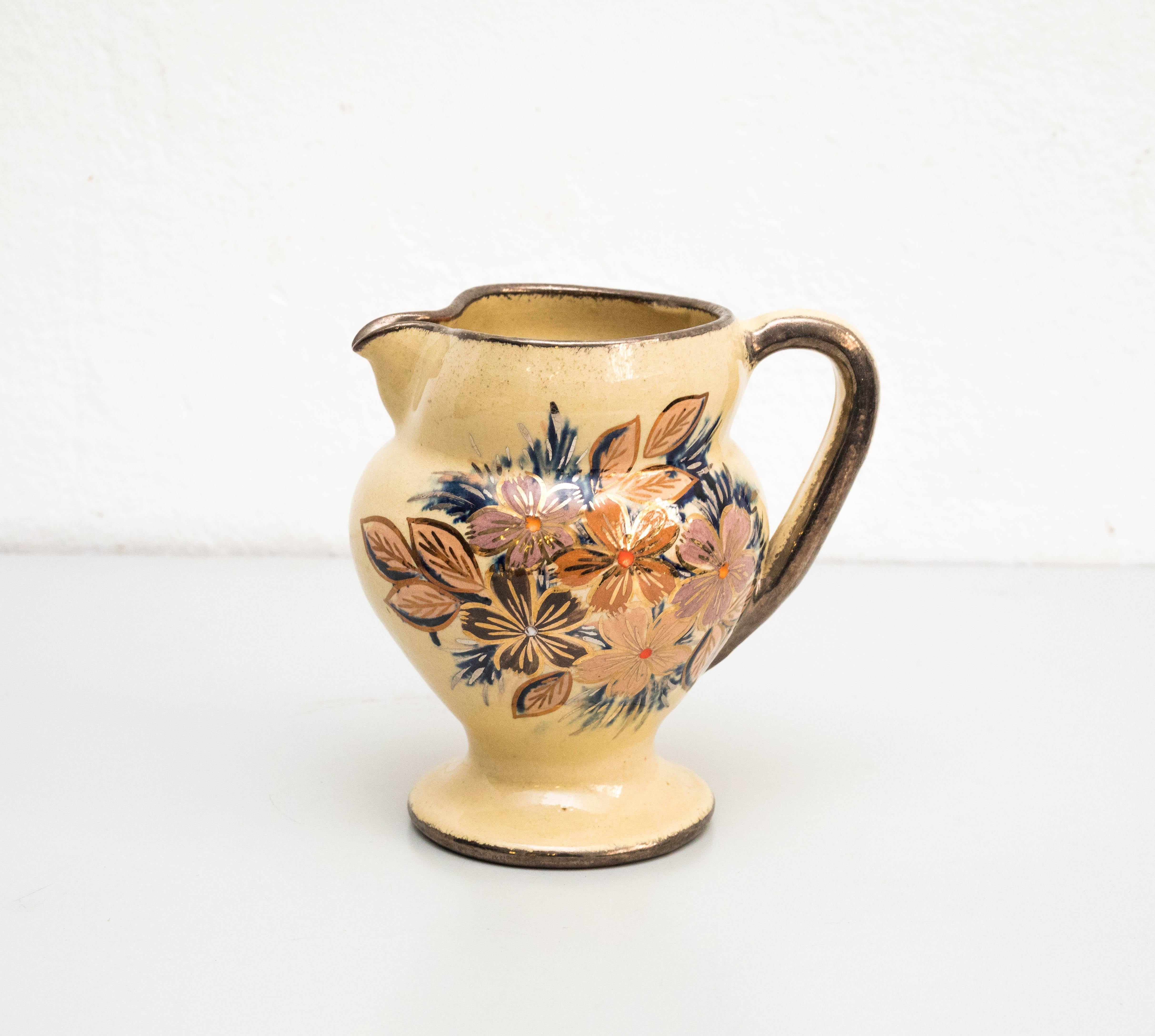 Metà XX secolo Vaso in ceramica dipinto a mano dall'artista catalano Diaz Costa - Spagna, Circa 1960 in vendita