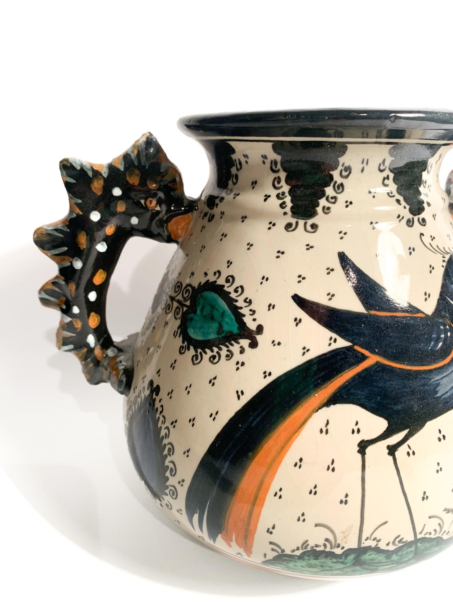 Mid-Century Modern Hand-Painted Ceramic Vase by Molaroni Pesaro from the 1950s