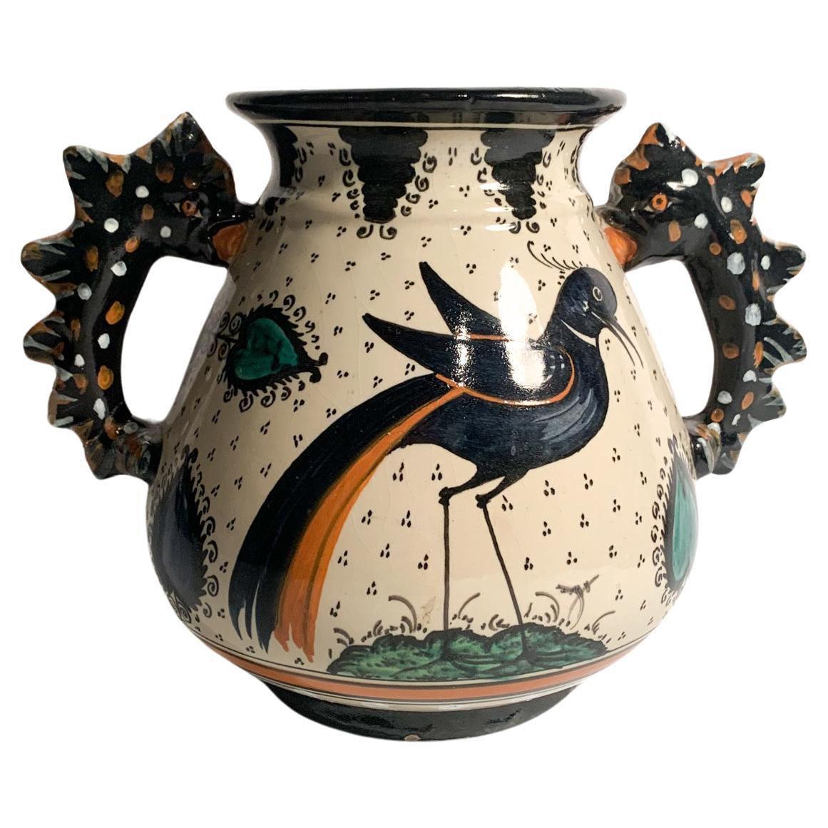 Hand-Painted Ceramic Vase by Molaroni Pesaro from the 1950s