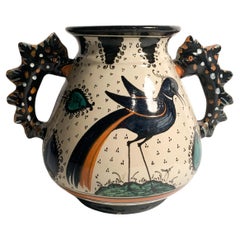 Retro Hand-Painted Ceramic Vase by Molaroni Pesaro from the 1950s