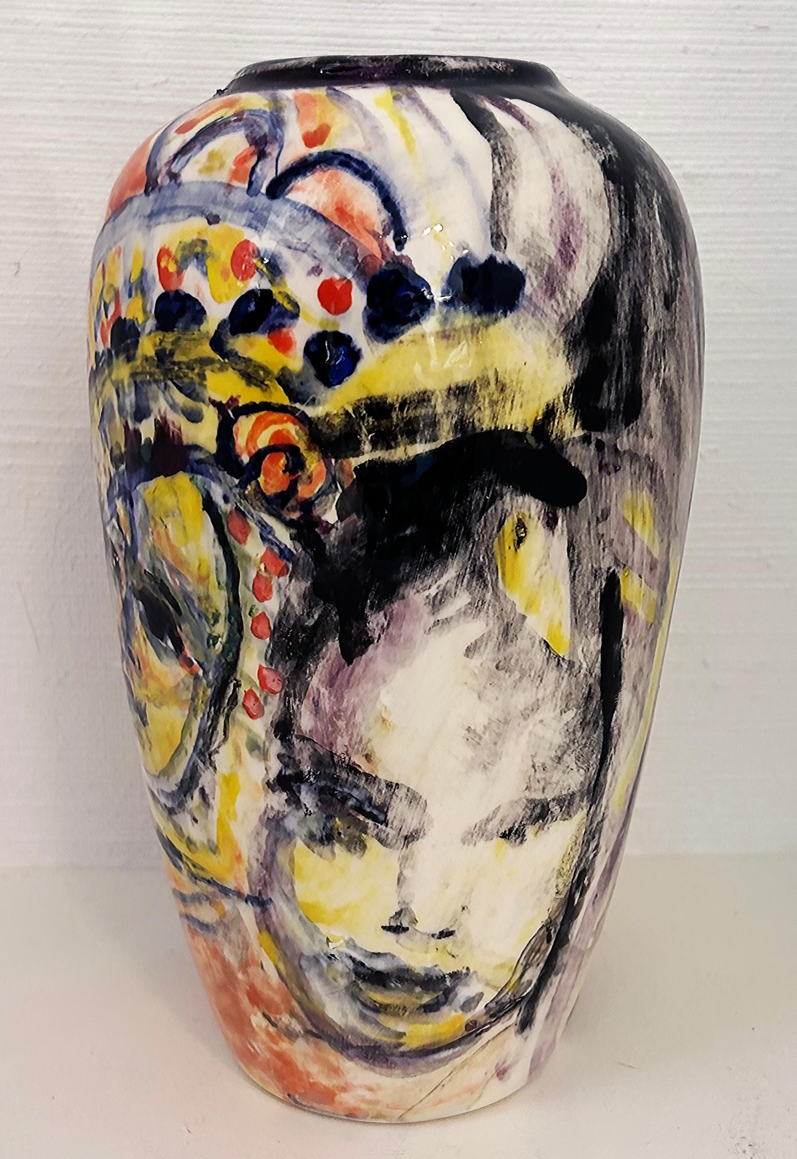 Glazed Hand-painted Ceramic Vase 