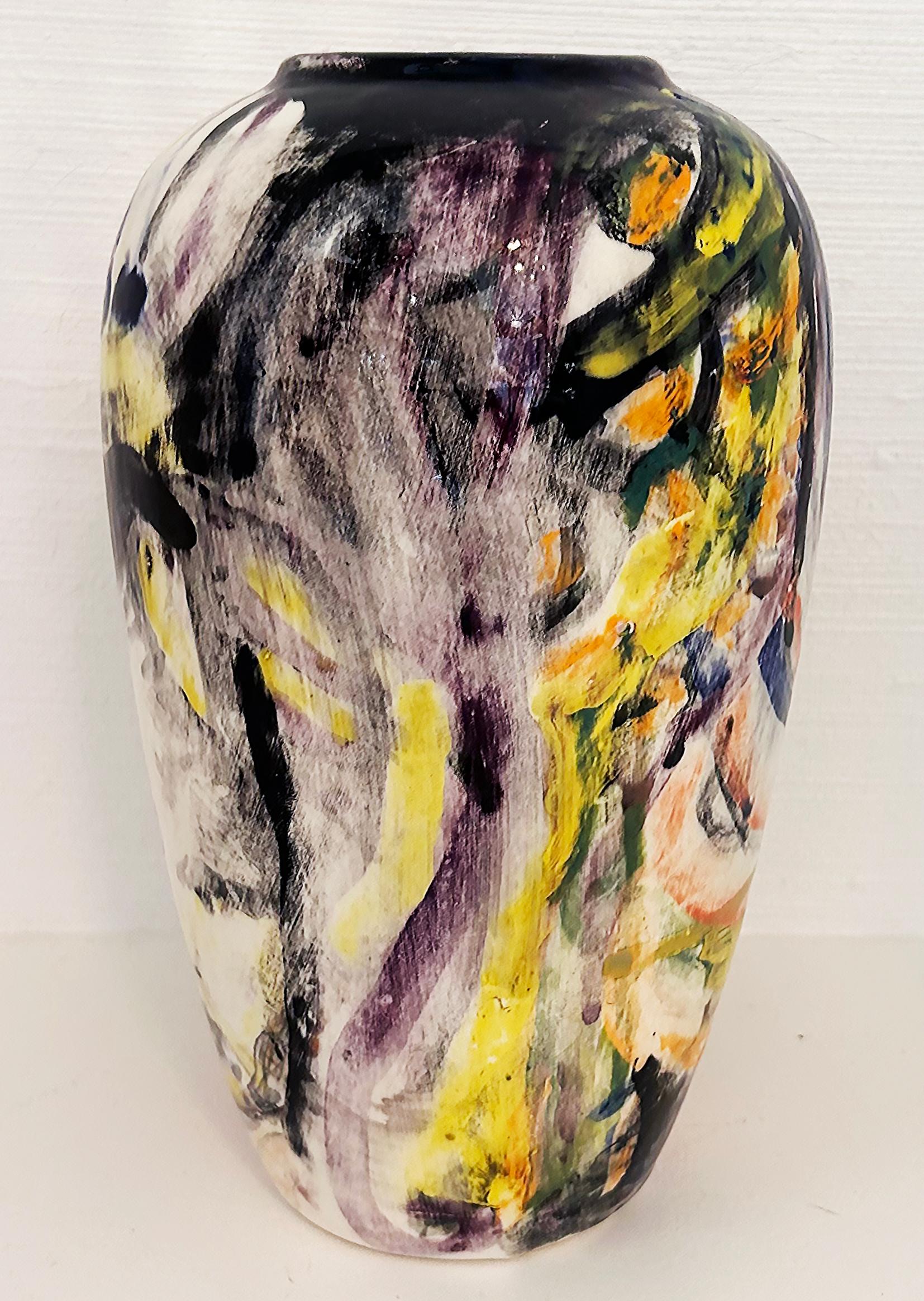 Contemporary Hand-painted Ceramic Vase 