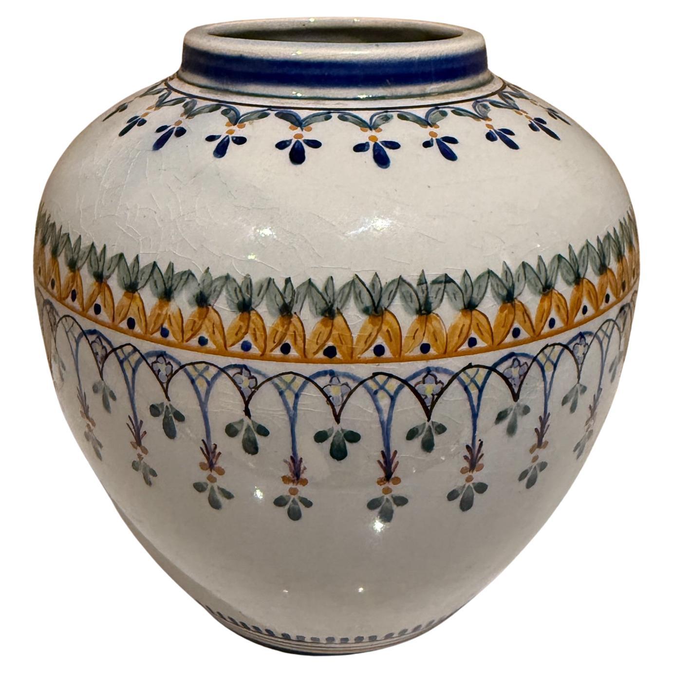 Vaso in ceramica dipinta a mano Portogallo Vintage Modern