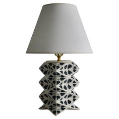 Hand-painted Ceramic Vietnamese Leaves Origami Table Lamp by James Hicks