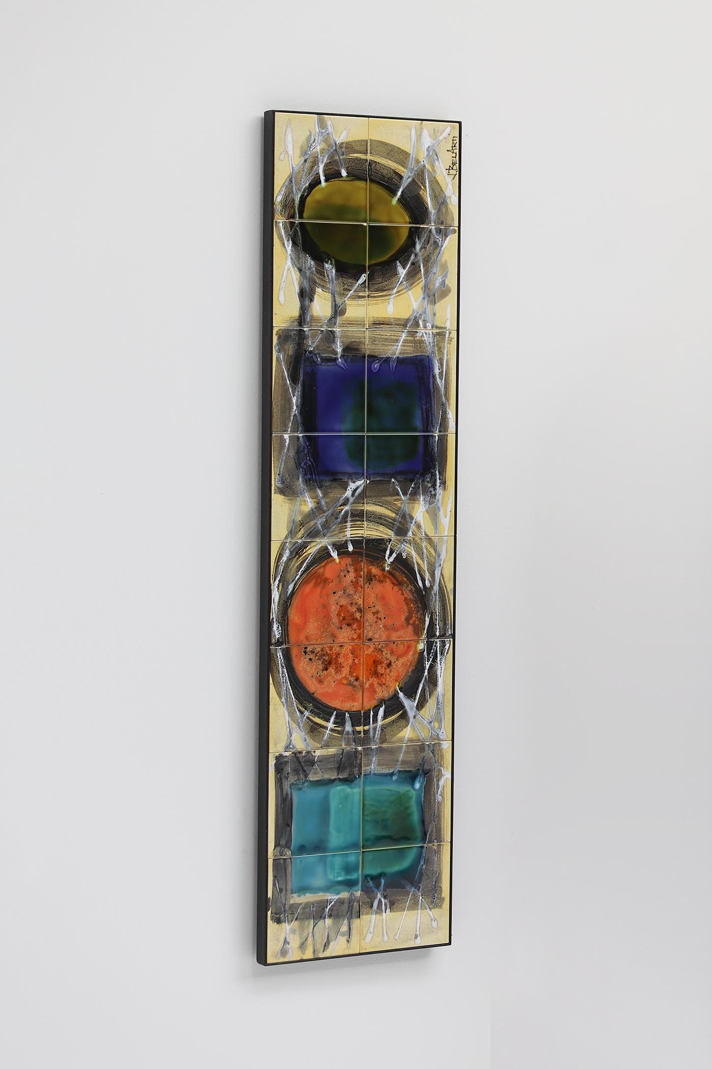 Mid-Century moderno Arte da parete in ceramica dipinta a mano di Juliette Belarti 1060s in vendita