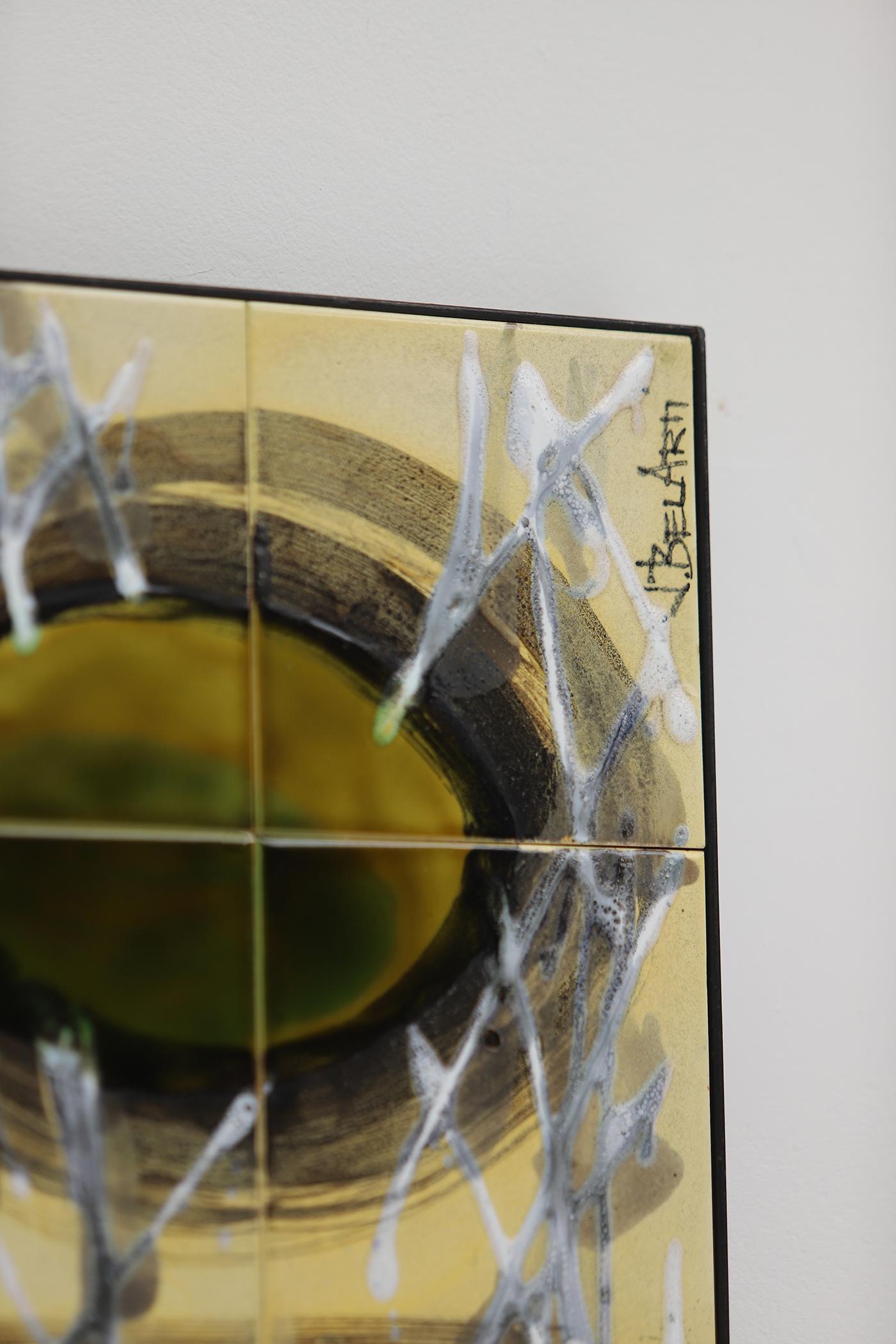 Belga Arte da parete in ceramica dipinta a mano di Juliette Belarti 1060s in vendita