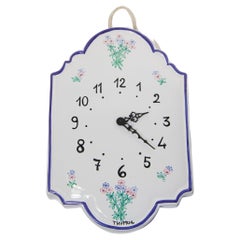 Hand Painted Ceramic Wall Clock with Thymus Design, Italy