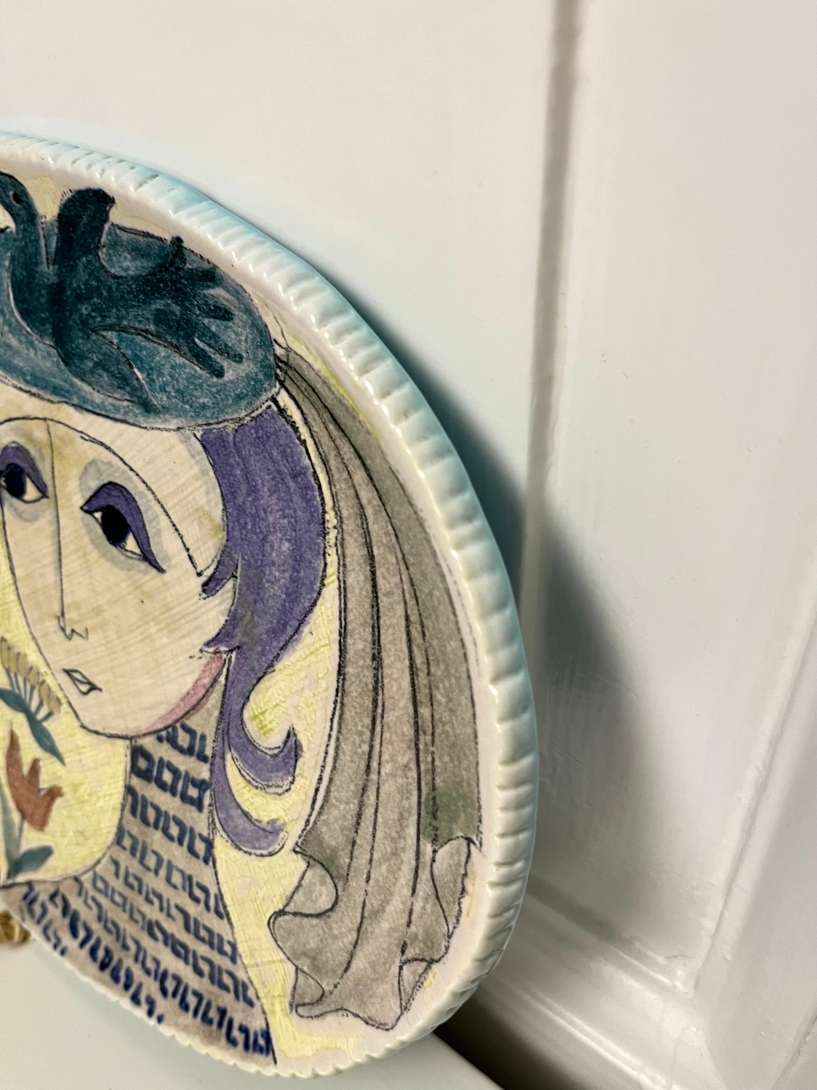 Hand-Painted Ceramic Wall Plaque by Hilkka-Liisa Ahola for Arabia Finland, 1950s For Sale 5