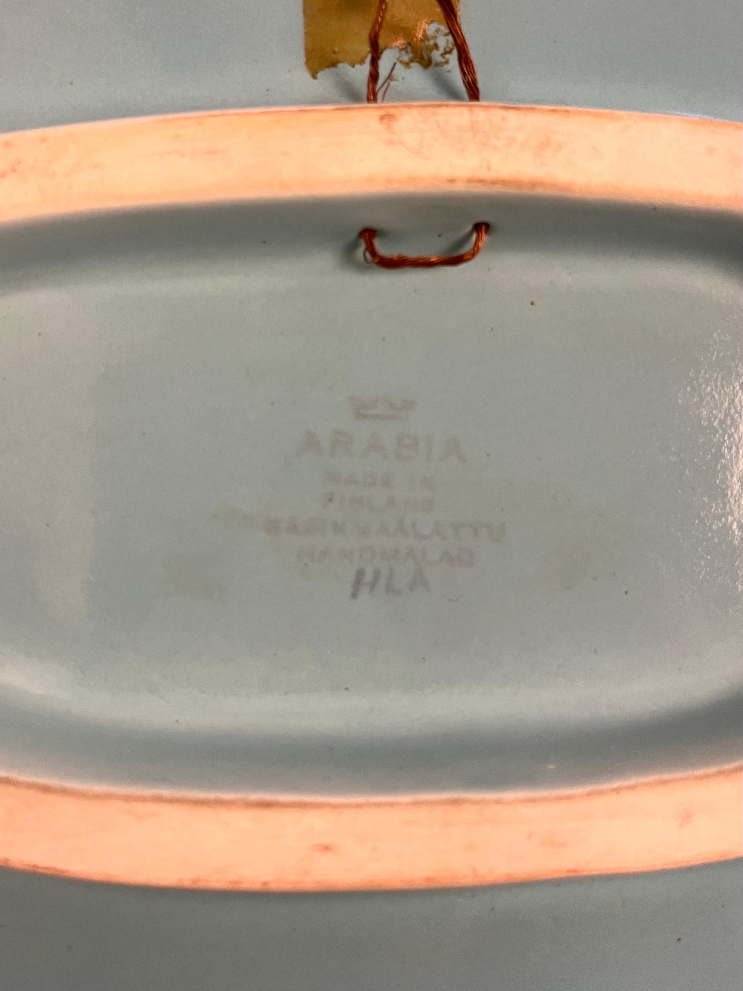 Hand-Painted Ceramic Wall Plaque by Hilkka-Liisa Ahola for Arabia Finland, 1950s For Sale 6