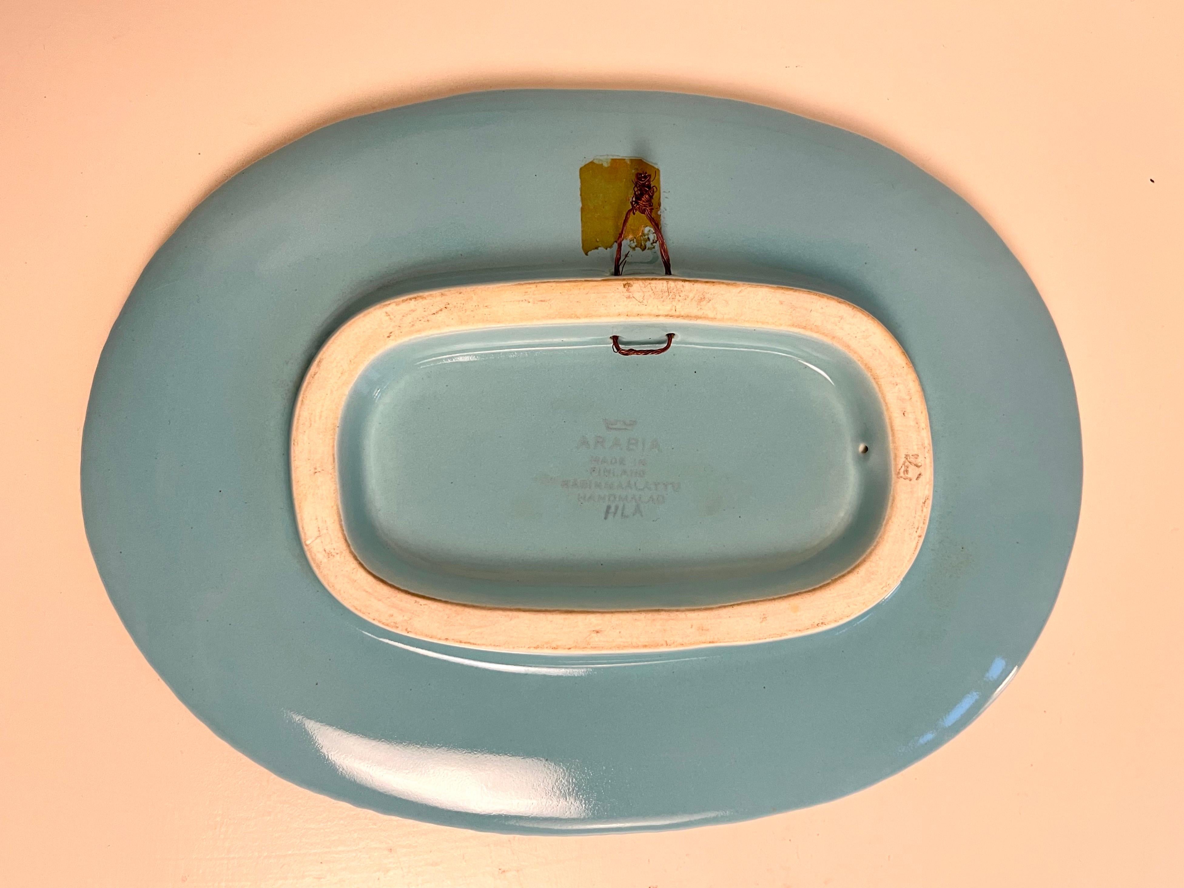 Hand-Painted Ceramic Wall Plaque by Hilkka-Liisa Ahola for Arabia Finland, 1950s For Sale 7