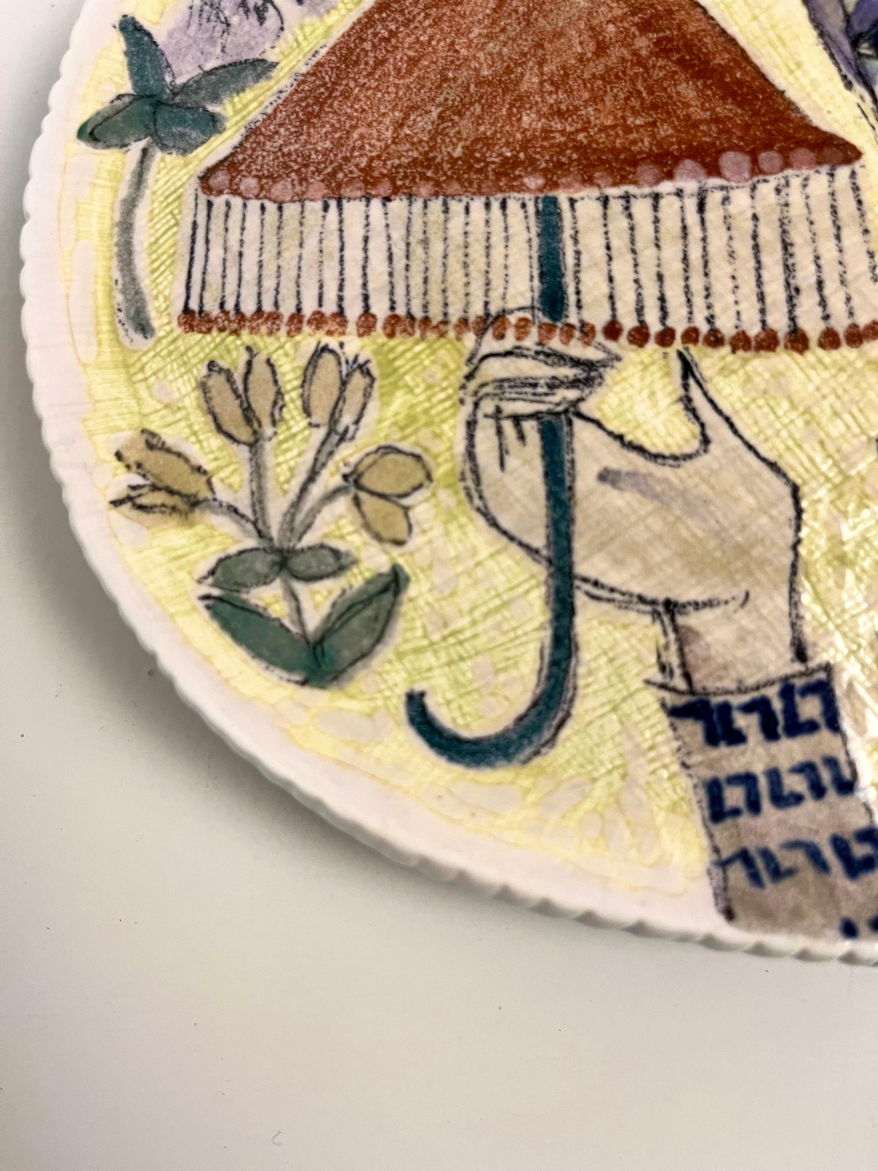 Hand-Painted Ceramic Wall Plaque by Hilkka-Liisa Ahola for Arabia Finland, 1950s For Sale 1