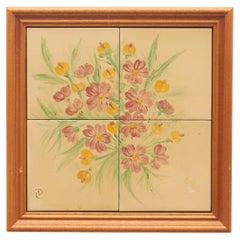 Hand Painted Ceramic Wall Sculpture of Plant, Signed, Circa 1960