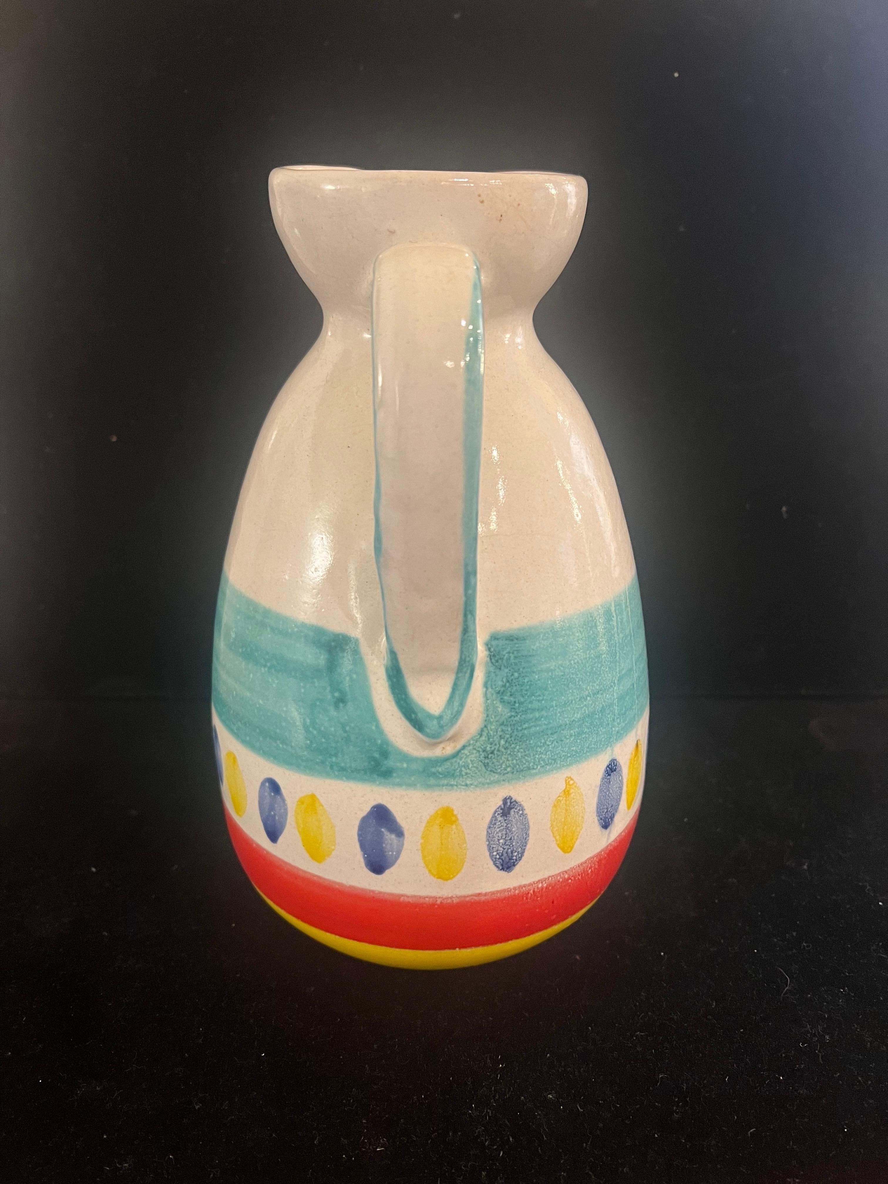 Italian Hand-Painted Ceramic Water RareJug by Giovanni Desimone With Sangria Recipe For Sale
