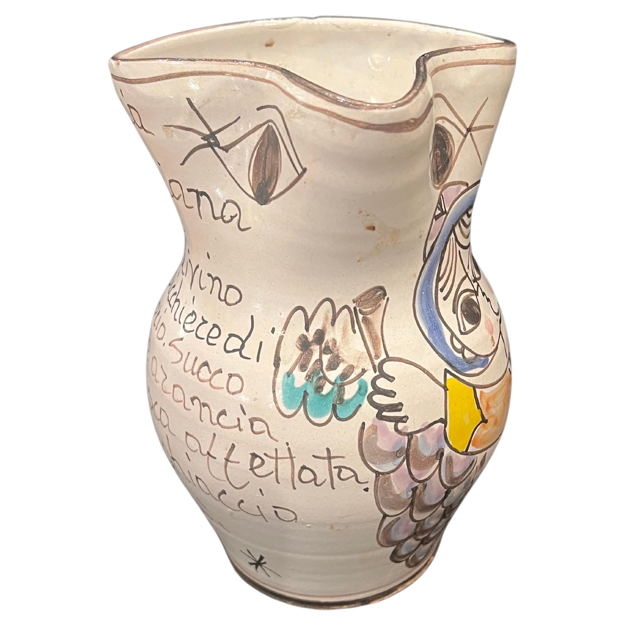 Hand-Painted Ceramic Water RareJug by Giovanni Desimone With Sangria Recipe 1