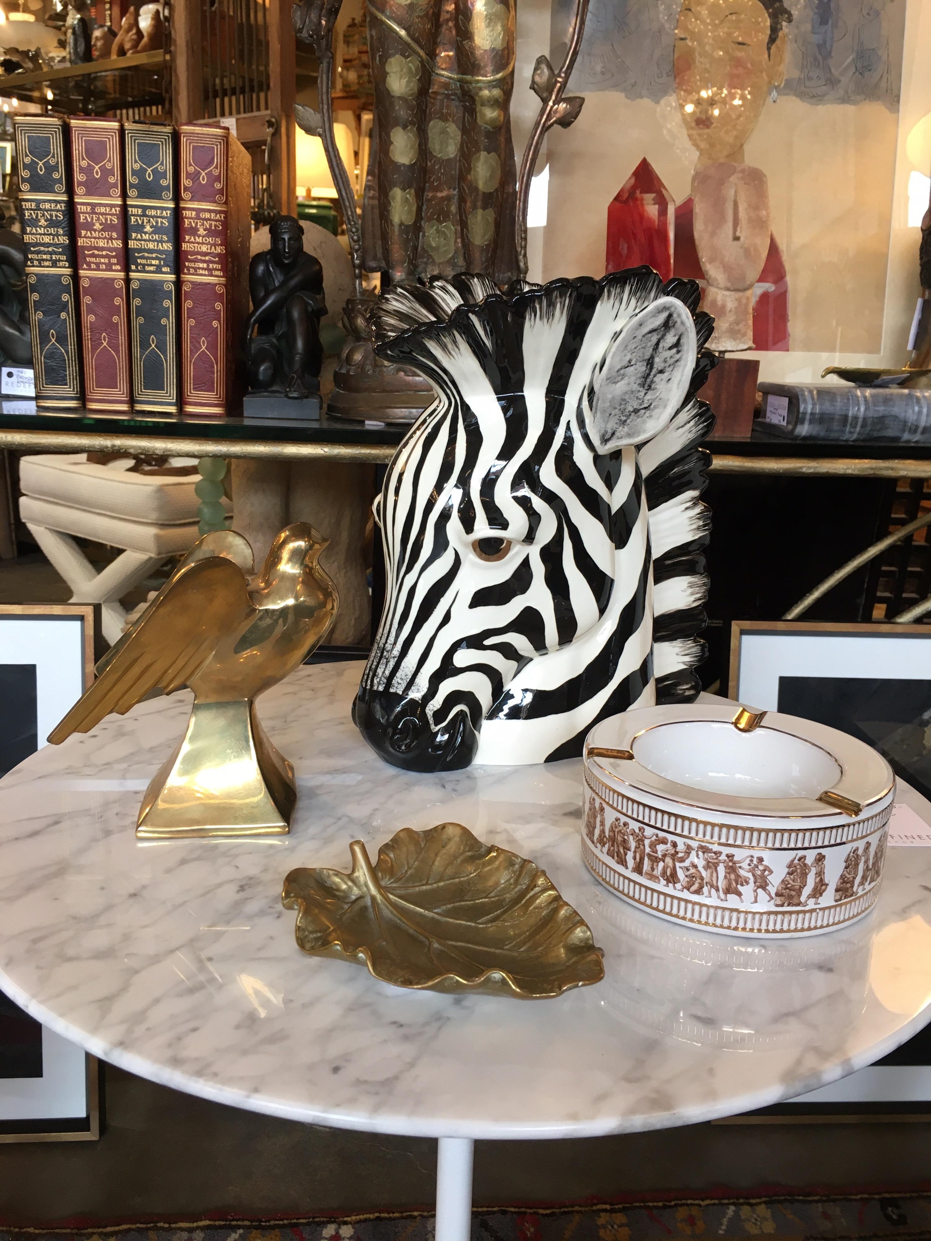 Hand Painted Ceramic Zebra Planter 1