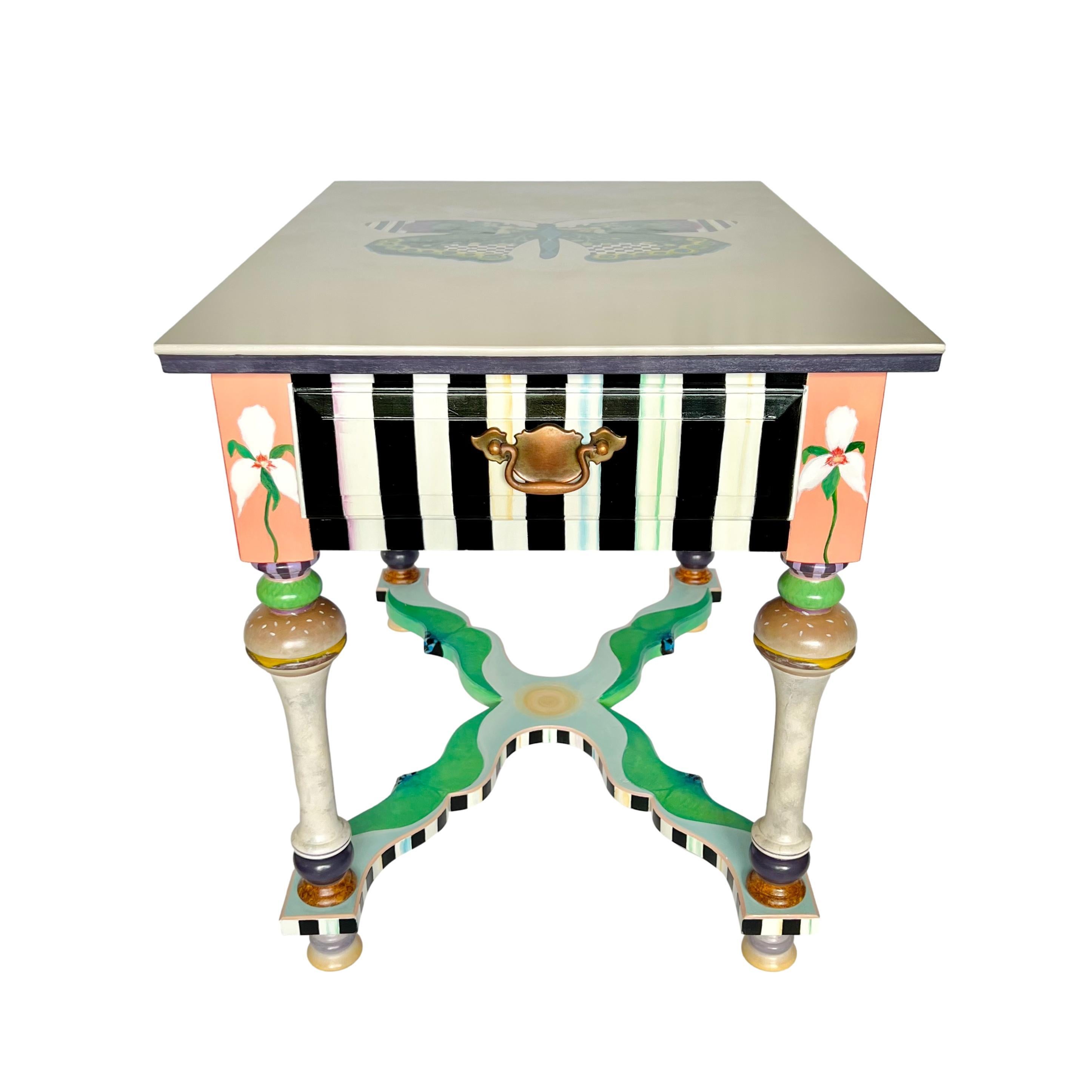 American Colonial Cheeseburgers in Paradise Accent Table in the Style of MacKenzie-Childs
