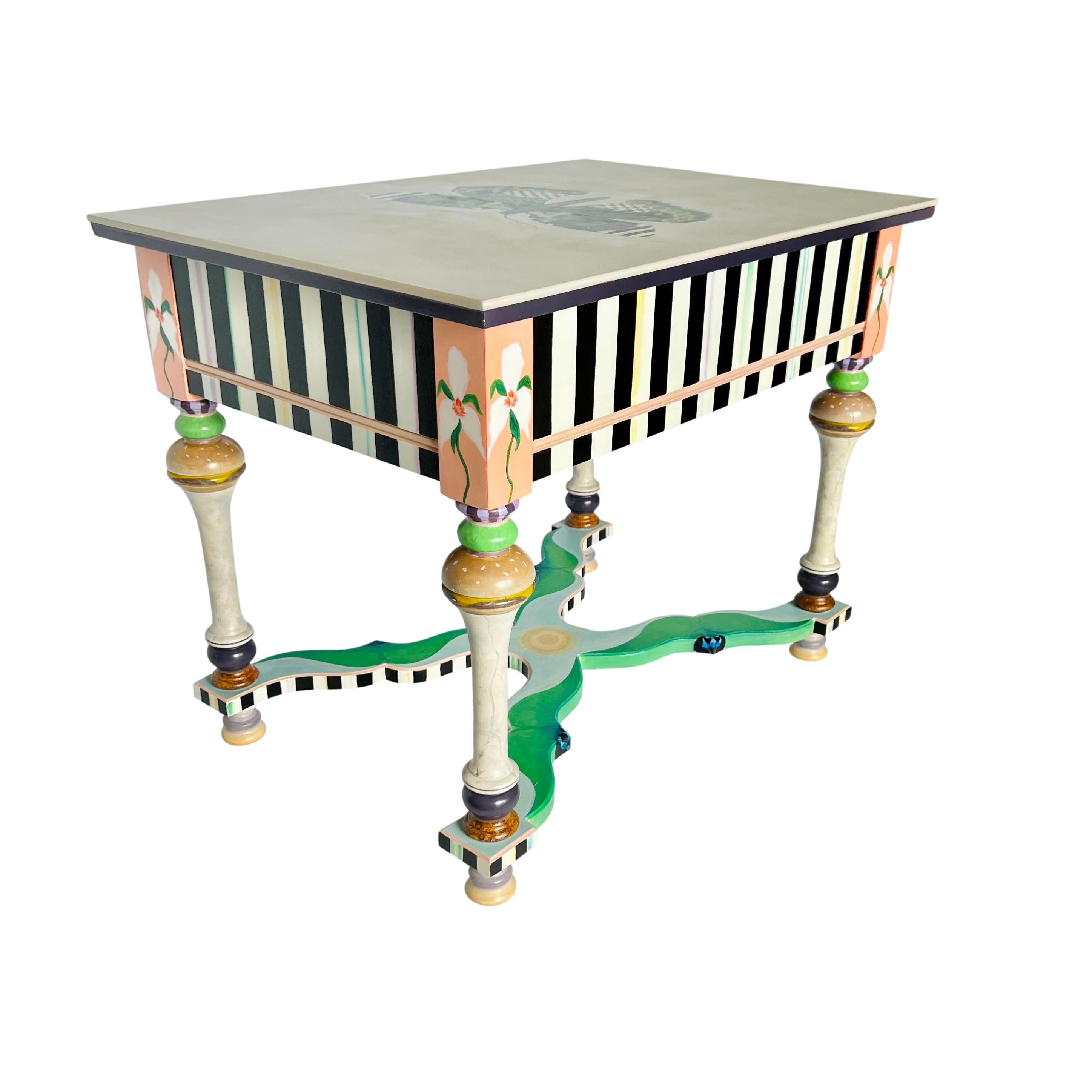 Brass Cheeseburgers in Paradise Accent Table in the Style of MacKenzie-Childs