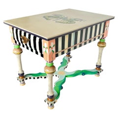 Retro Cheeseburgers in Paradise Accent Table in the Style of MacKenzie-Childs