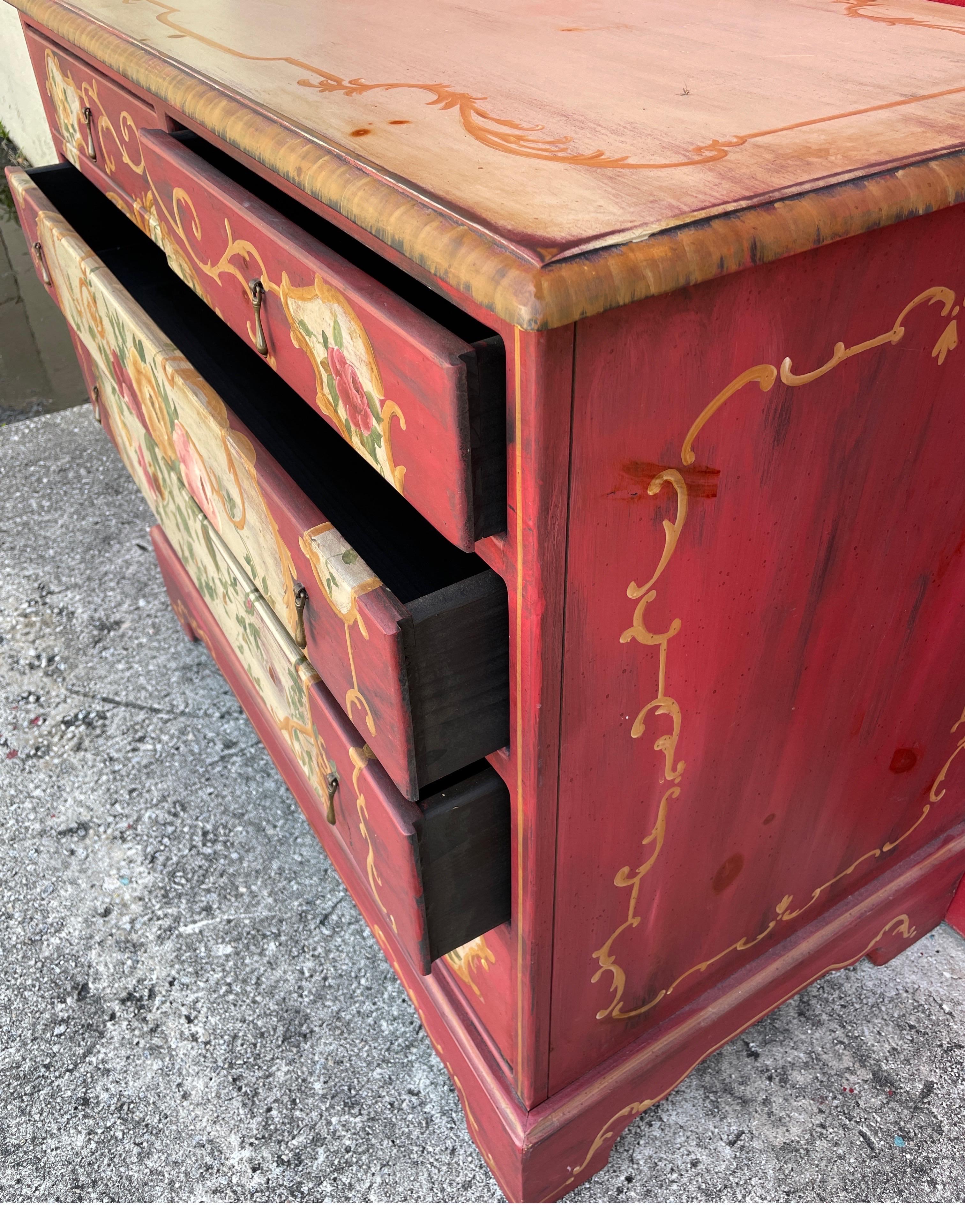 Hand Painted Chest of Drawers by Habersham Plantation In Good Condition In West Palm Beach, FL