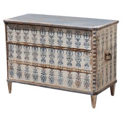 Hand-painted Chest of Drawers with Stencil Pattern, 19th Century