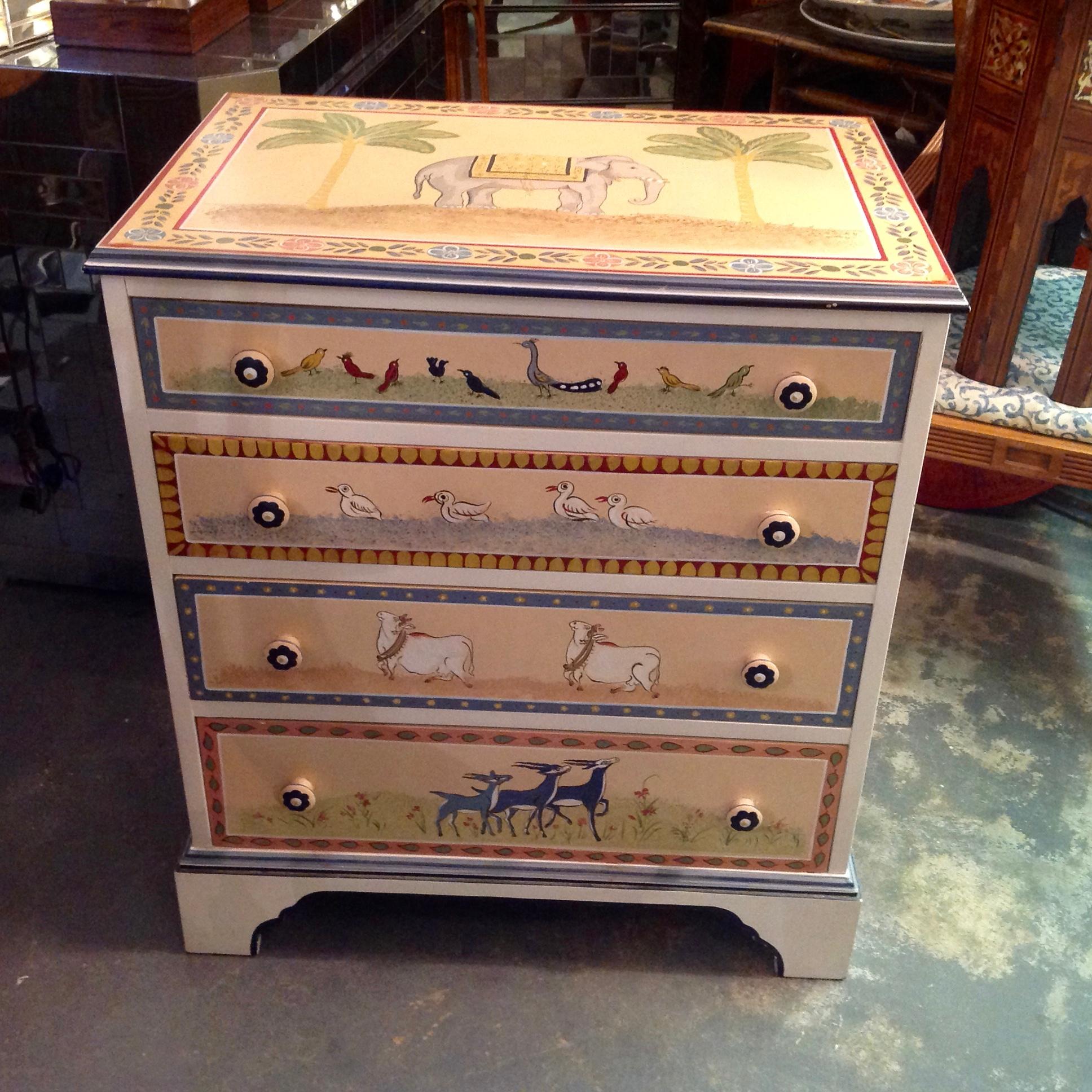 Anglo-Indian Hand Painted Children's Room Dresser