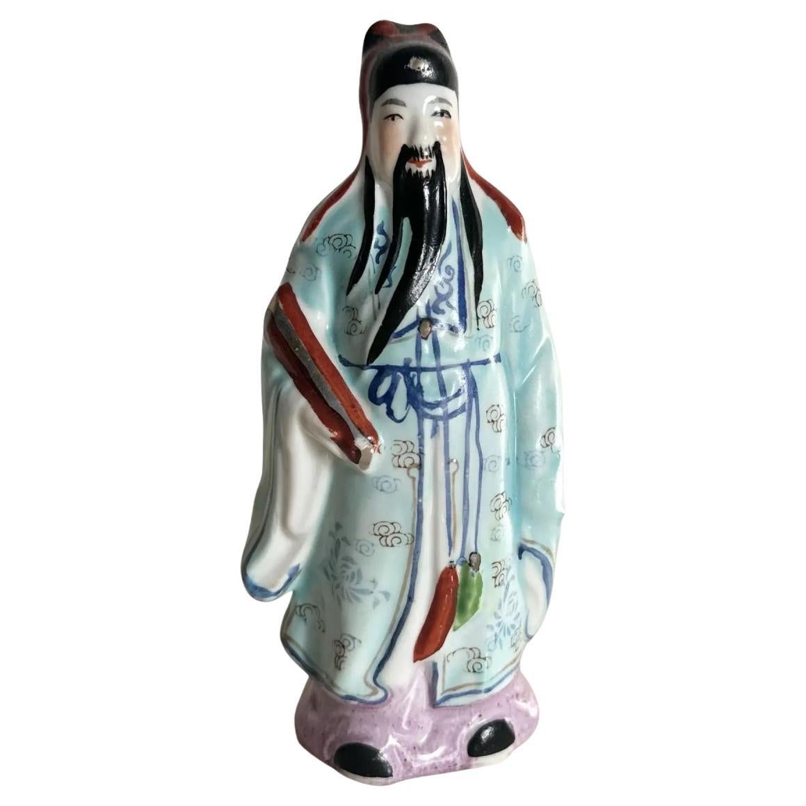 Figurine en céramique chinoise peinte à la main de Shou Xing, dieu de la longévité