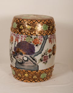 Handbemalter chinesischer Gartenhocker aus Keramik