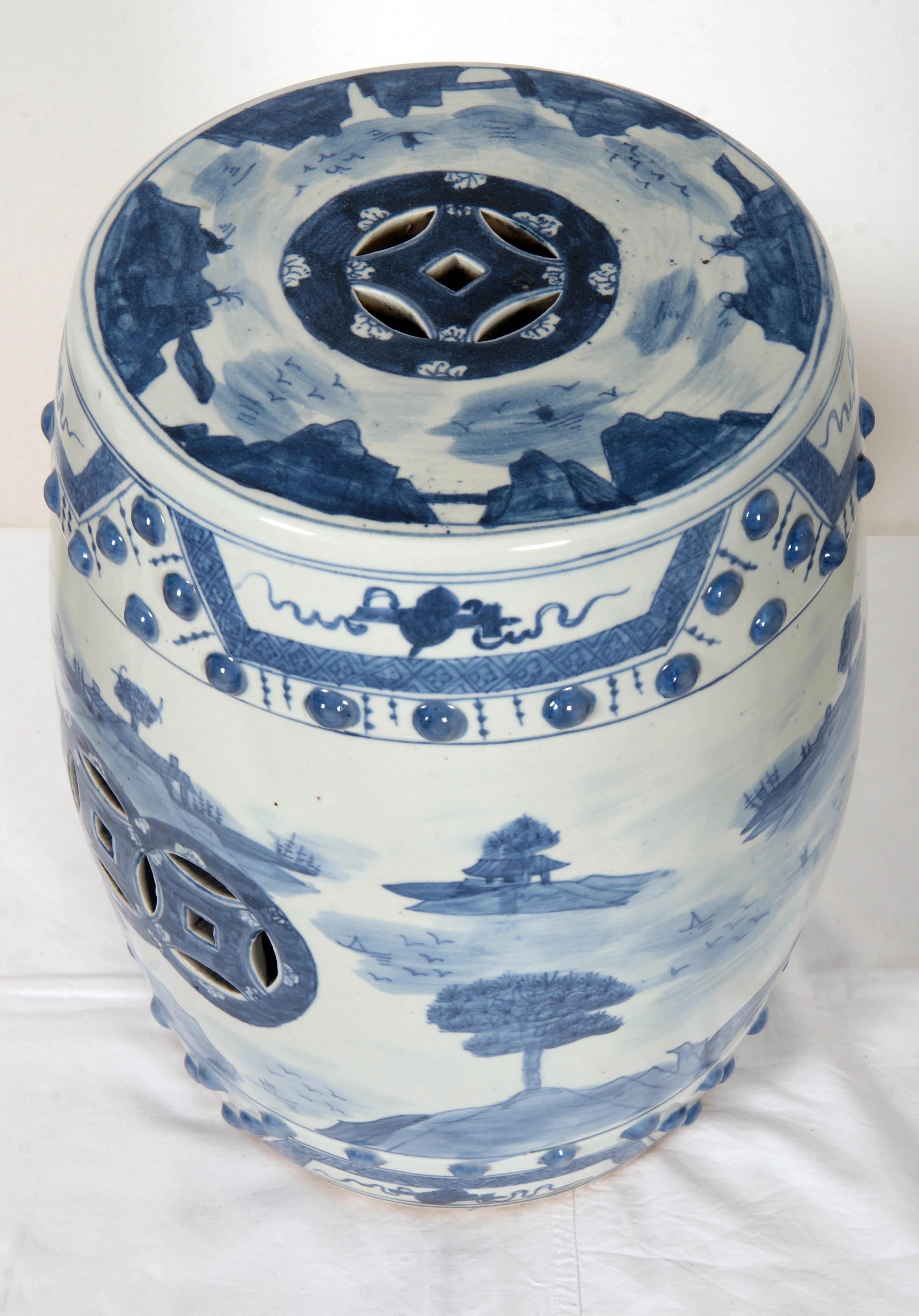 Handbemalter chinesischer Gartenhocker aus Keramik (Mitte des 20. Jahrhunderts) im Angebot