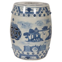 Handbemalter chinesischer Gartenhocker aus Keramik