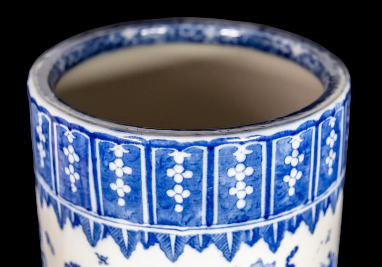 Hand Painted Chinese Ceramic Umbrella Stand For Sale at 1stDibs