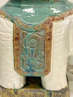 Hand Painted Chinese Elephant Garden Stools or Side Tables, a Pair
