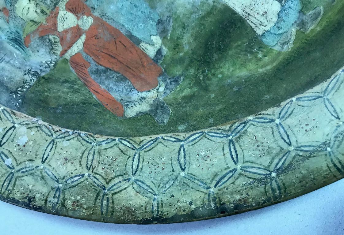 Chinese Hand Painted Marble Water Basin Bowl, 18th-19th Century For Sale 2
