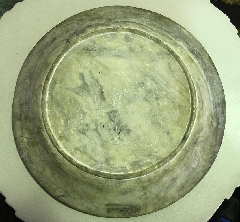 Chinese Hand Painted Marble Water Basin Bowl, 18th-19th Century For Sale 3