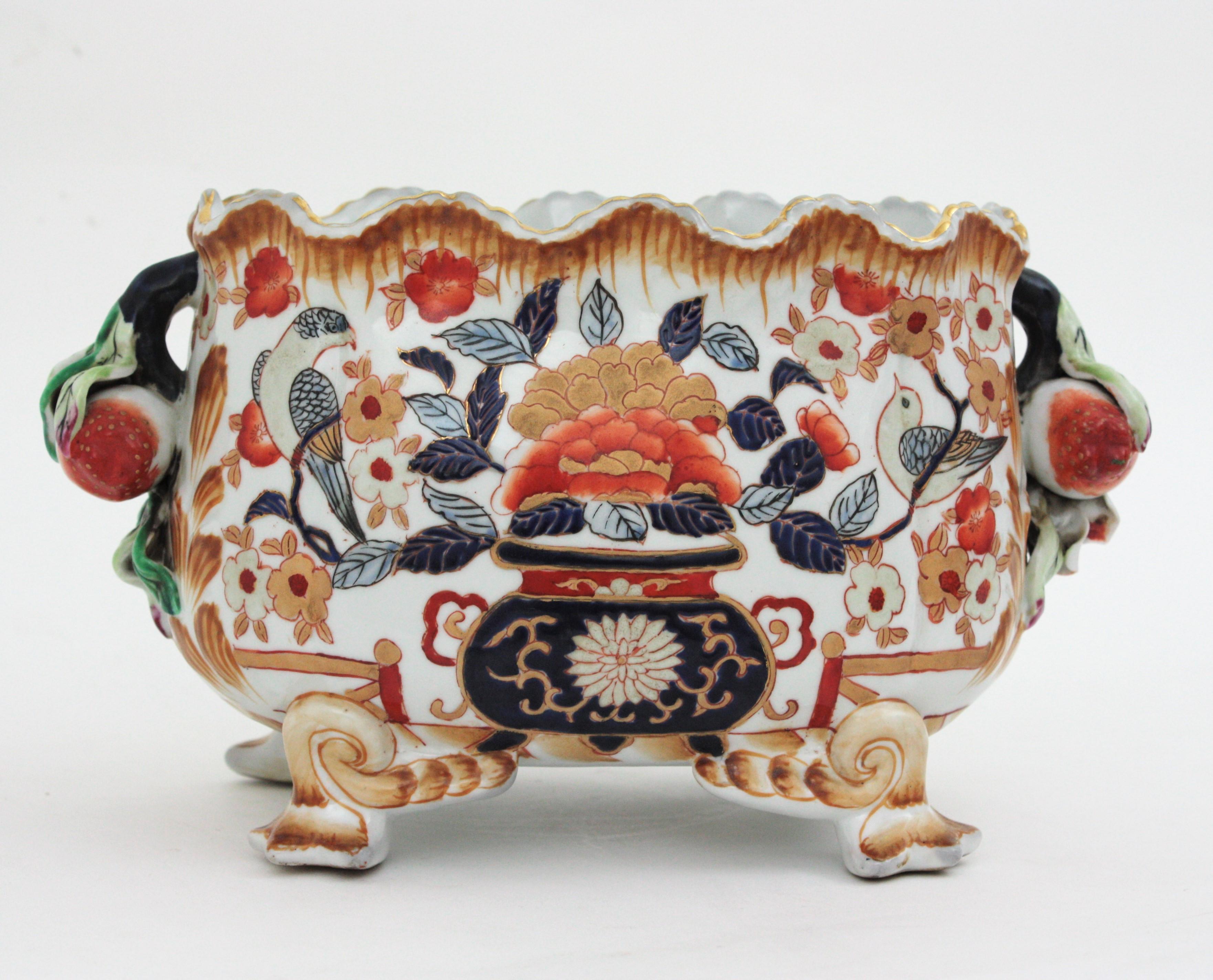 Mehrfarbige Tafelaufsatzschale aus chinesischem Porzellan mit Fuß, 1950er Jahre im Angebot 3