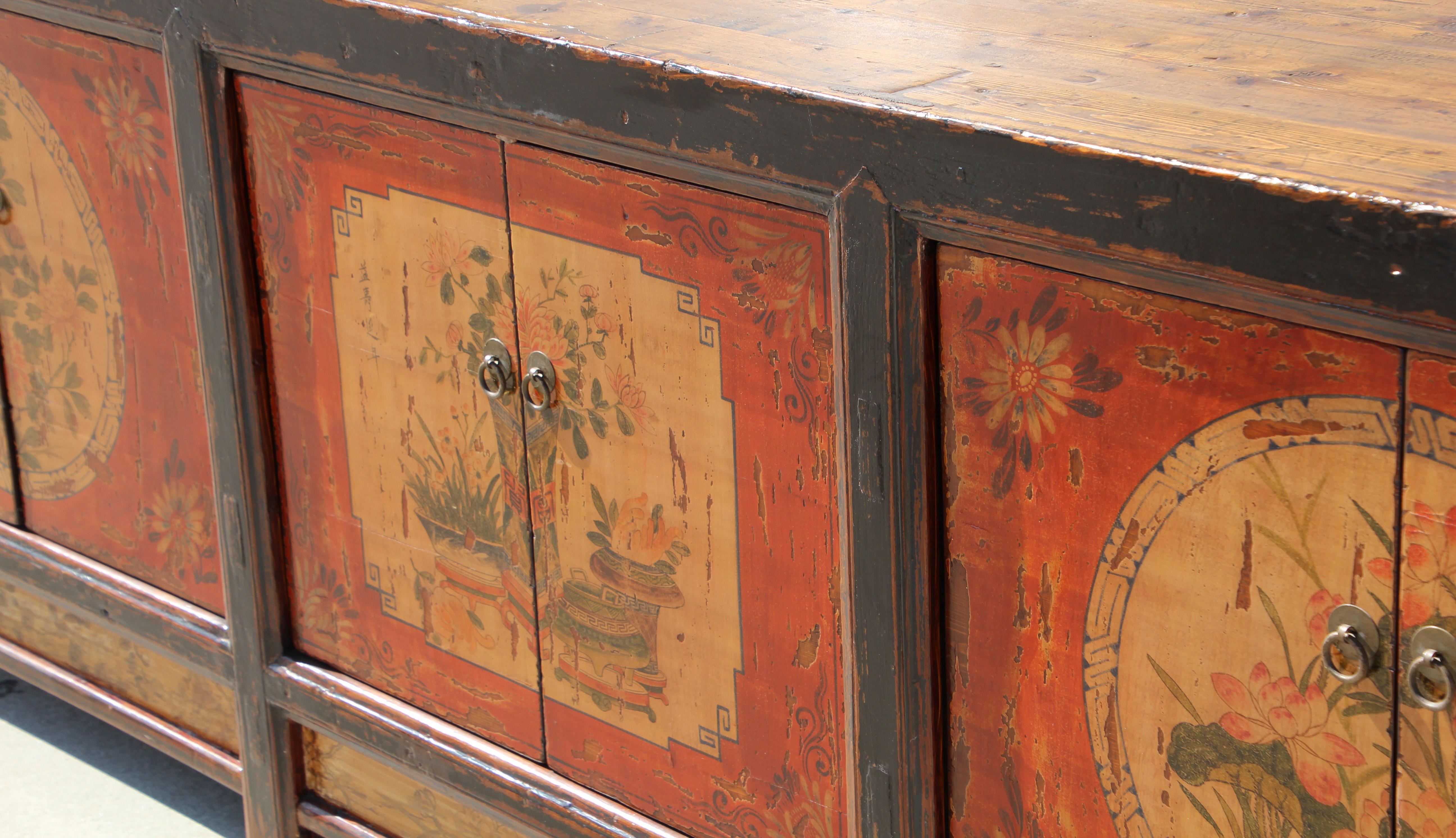 Hand Painted Mongolian Sideboard Cabinet 5