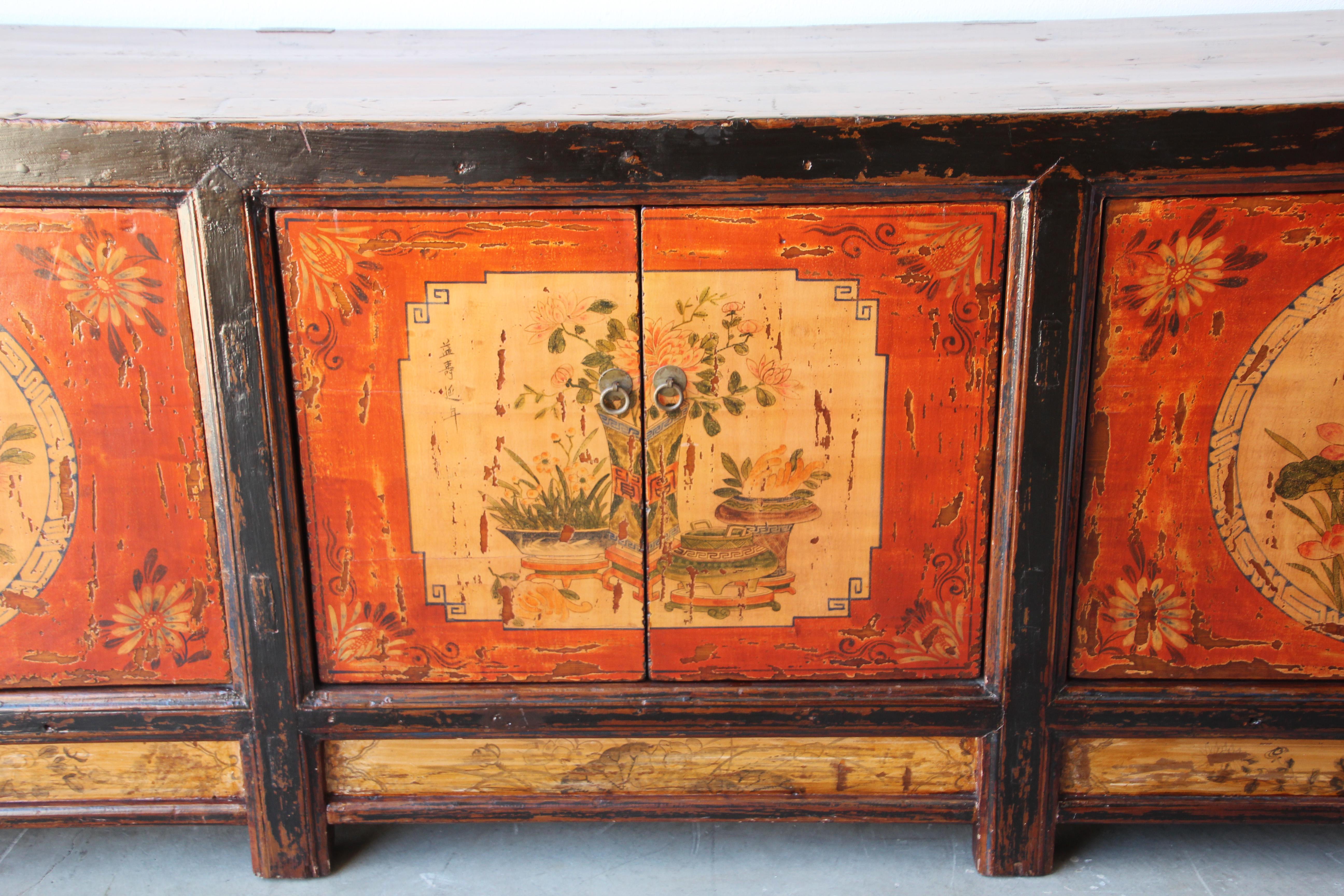 Hand Painted Mongolian Sideboard Cabinet 8