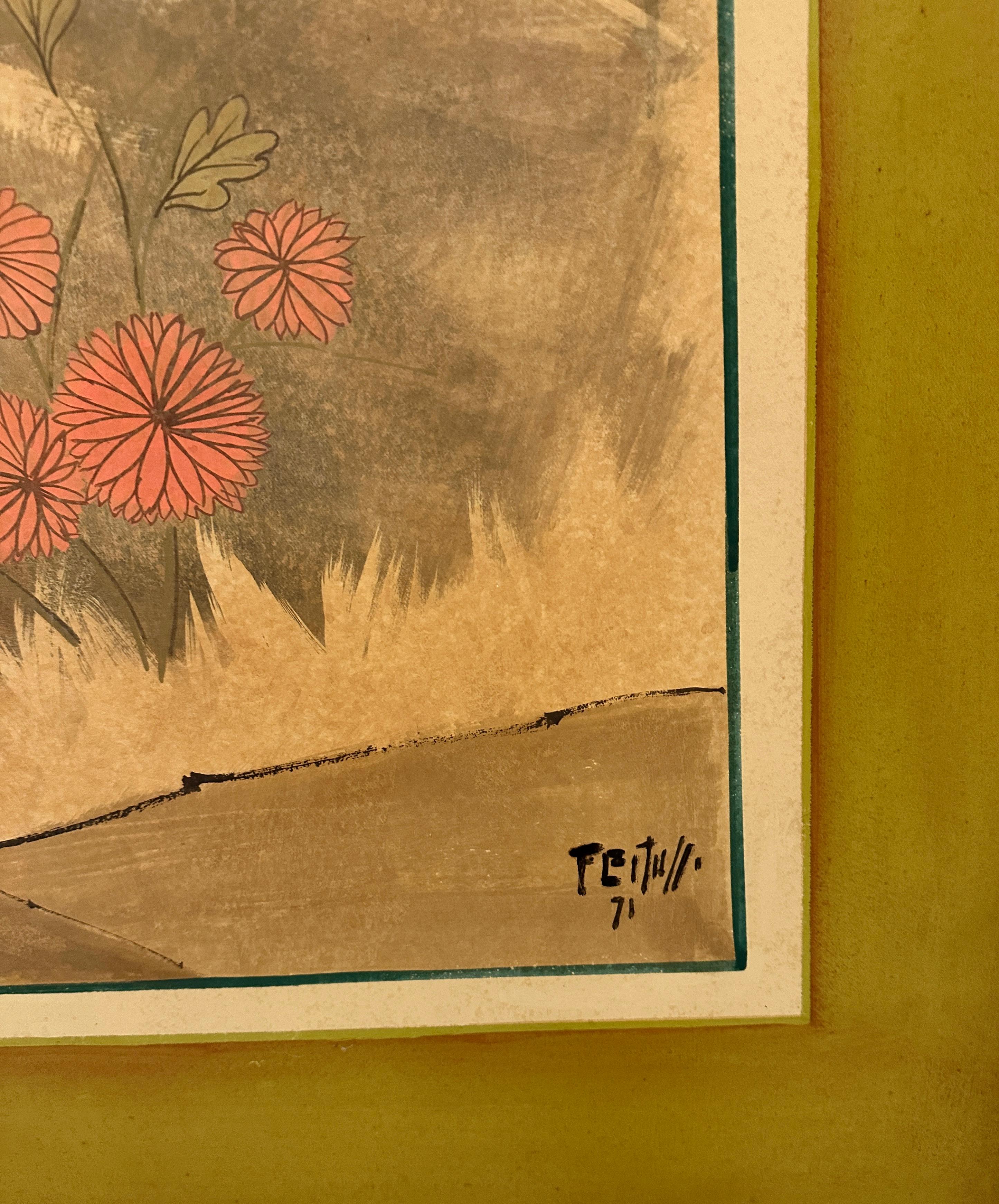 Hand-painted Chinoiserie 4-panel Screen For Sale 4