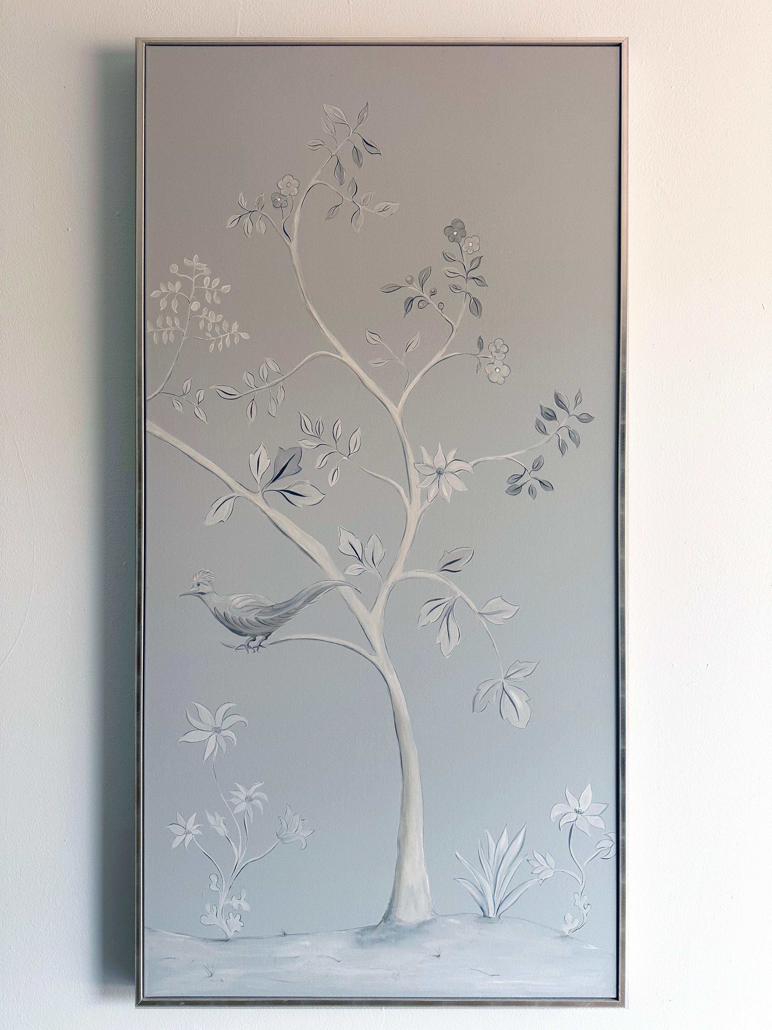 Hand Painted Chinoiserie Bedroom Dressing Screen / Framed Wall Panels For Sale 8