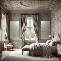 Hand Painted Chinoiserie Bedroom Dressing Screen / Framed Wall Panels