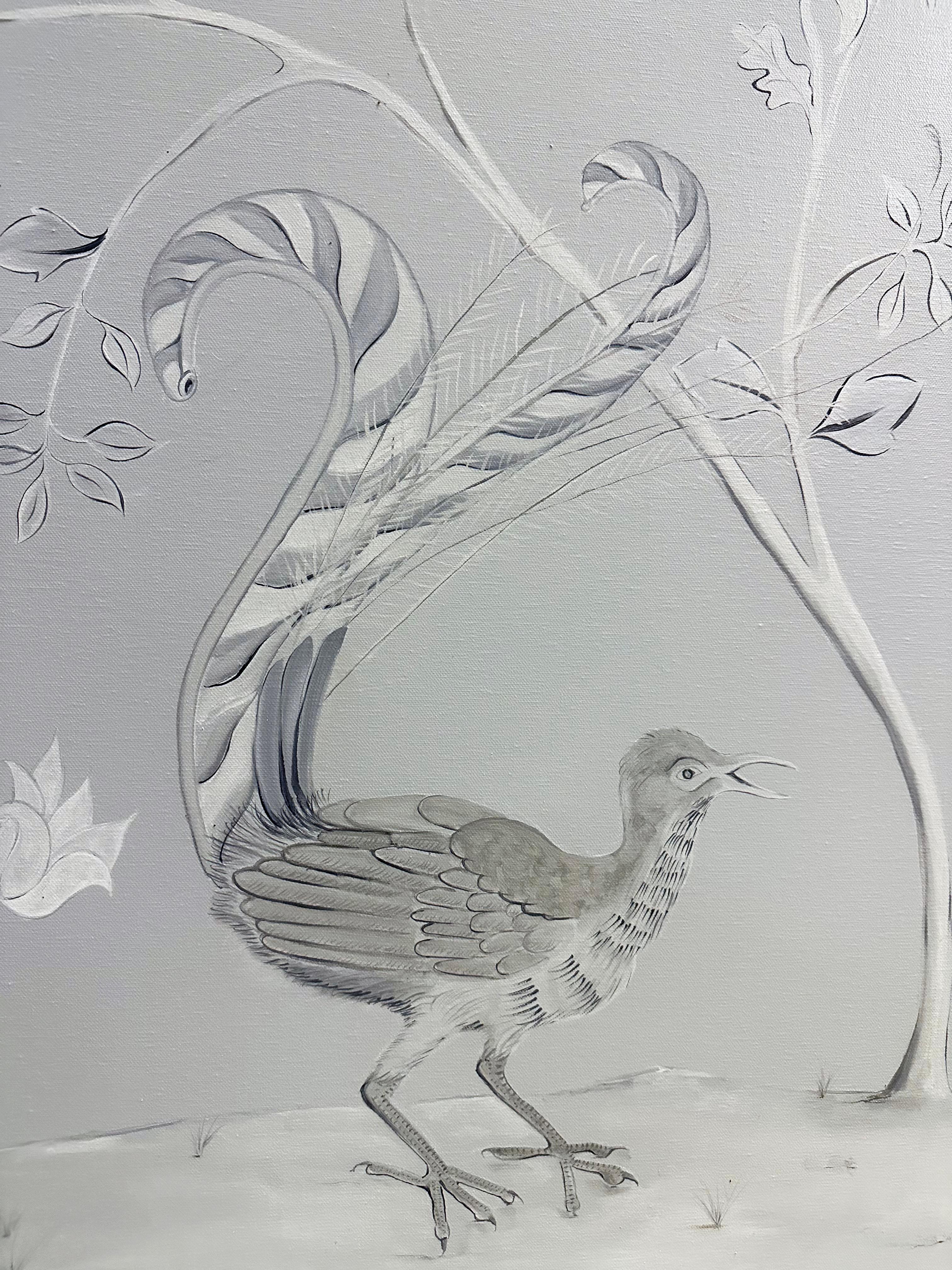 Hand Painted Chinoiserie Bedroom Dressing Screen / Framed Wall Panels In New Condition For Sale In MIDDLE RIDGE, AU
