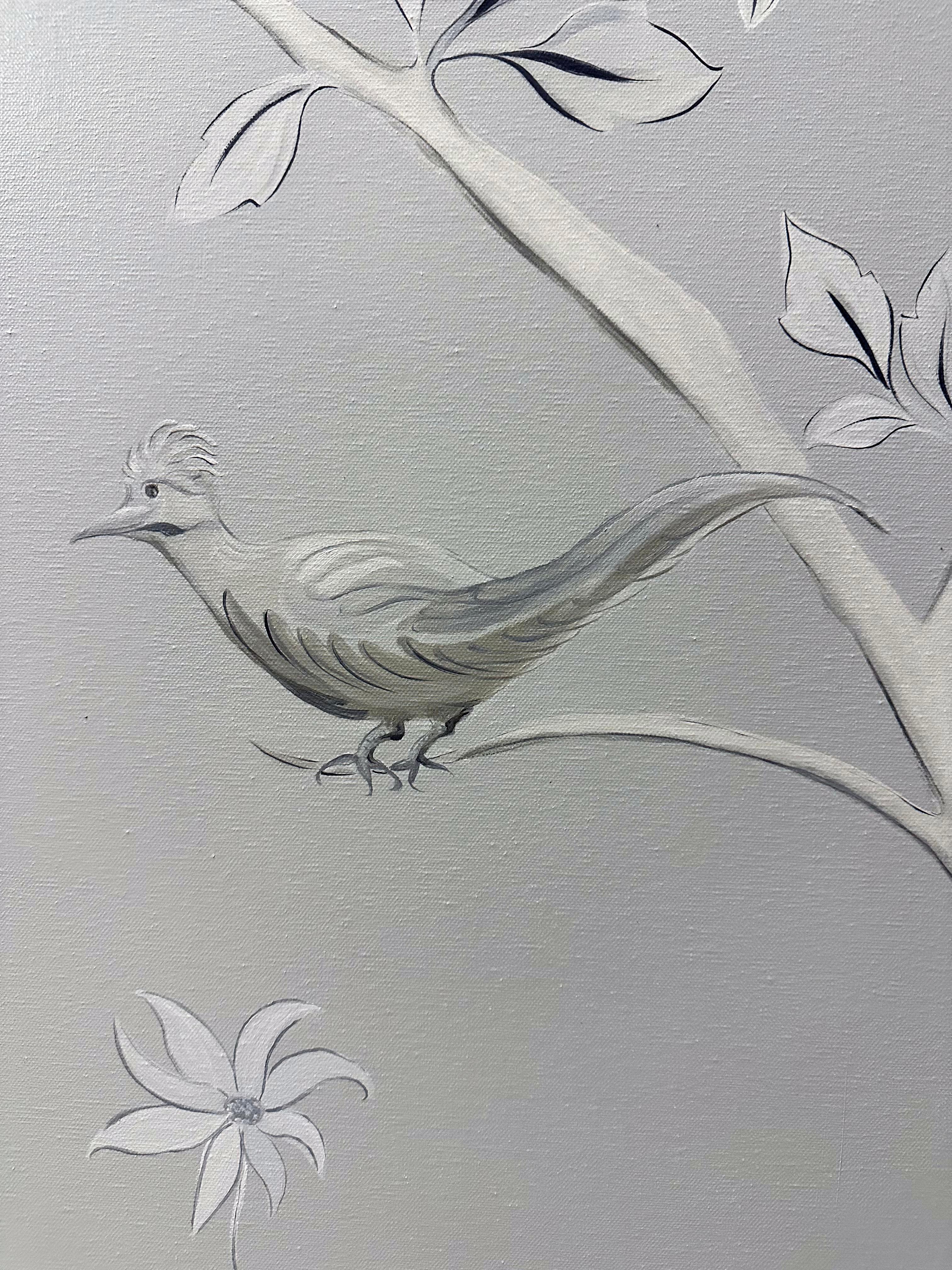 Contemporary Hand Painted Chinoiserie Bedroom Dressing Screen / Framed Wall Panels For Sale