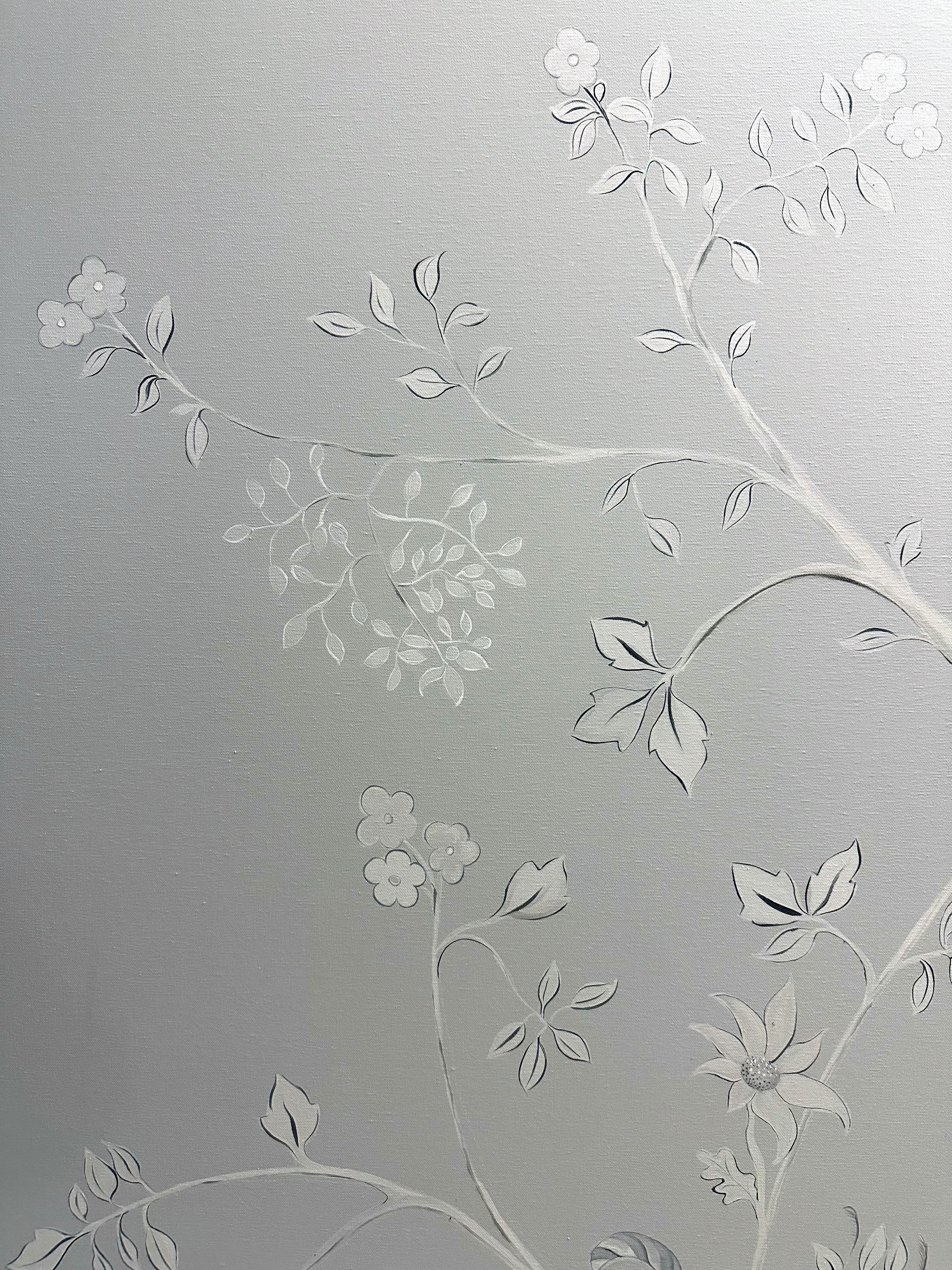 Hand Painted Chinoiserie Bedroom Dressing Screen / Framed Wall Panels For Sale 1