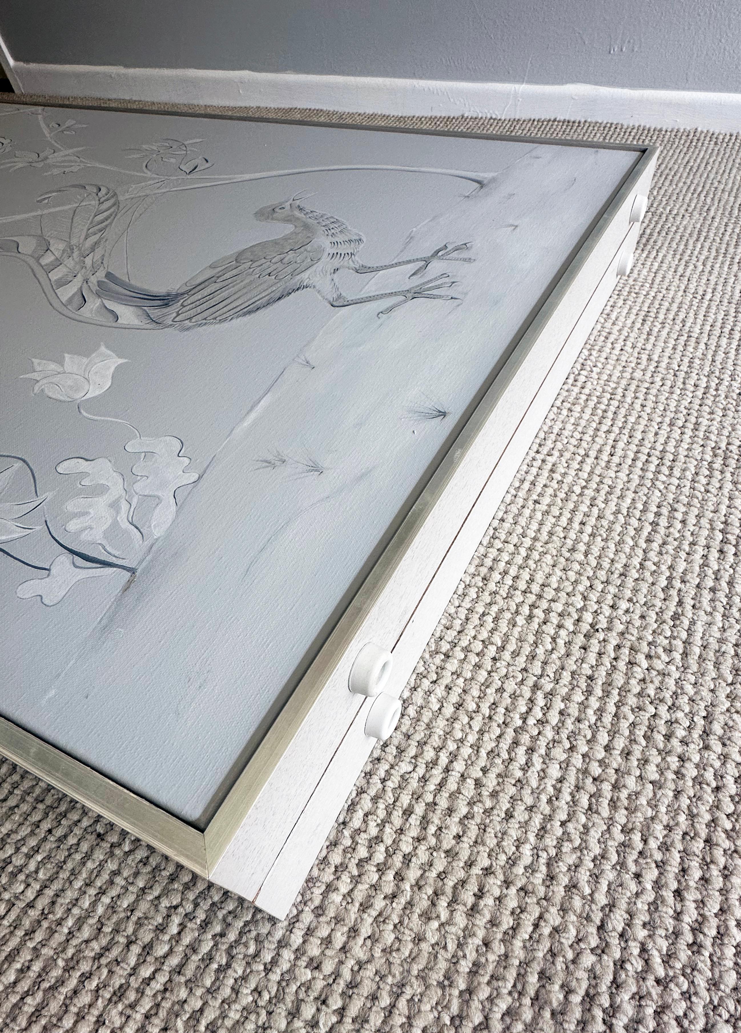 Hand Painted Chinoiserie Bedroom Dressing Screen / Framed Wall Panels For Sale 3
