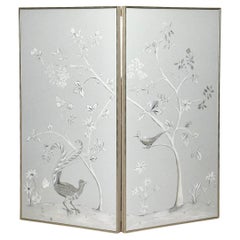 Hand Painted Chinoiserie Bedroom Dressing Screen / Framed Wall Panels