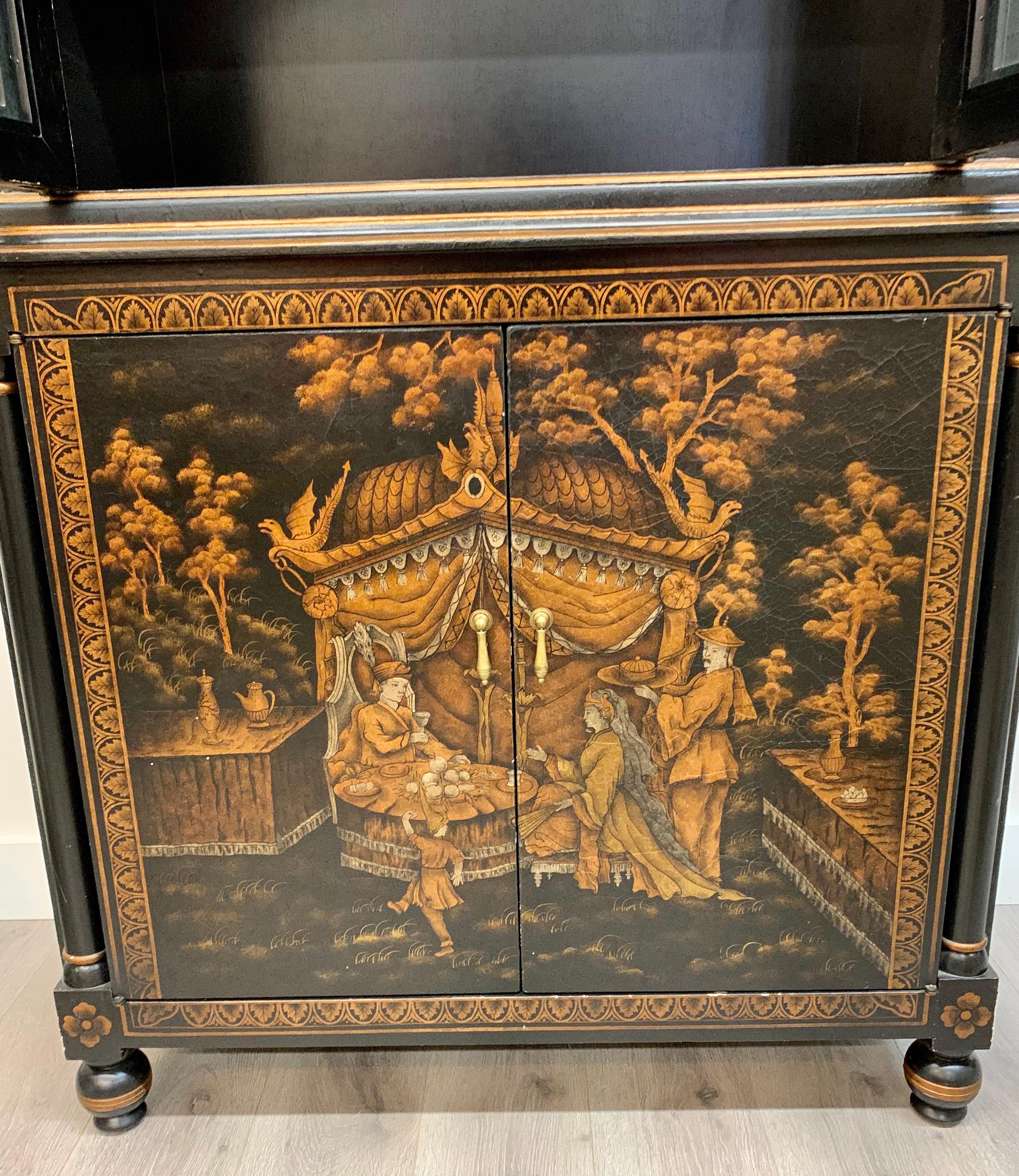 Hand Painted Chinoiserie Chinese Export Cabinet 3