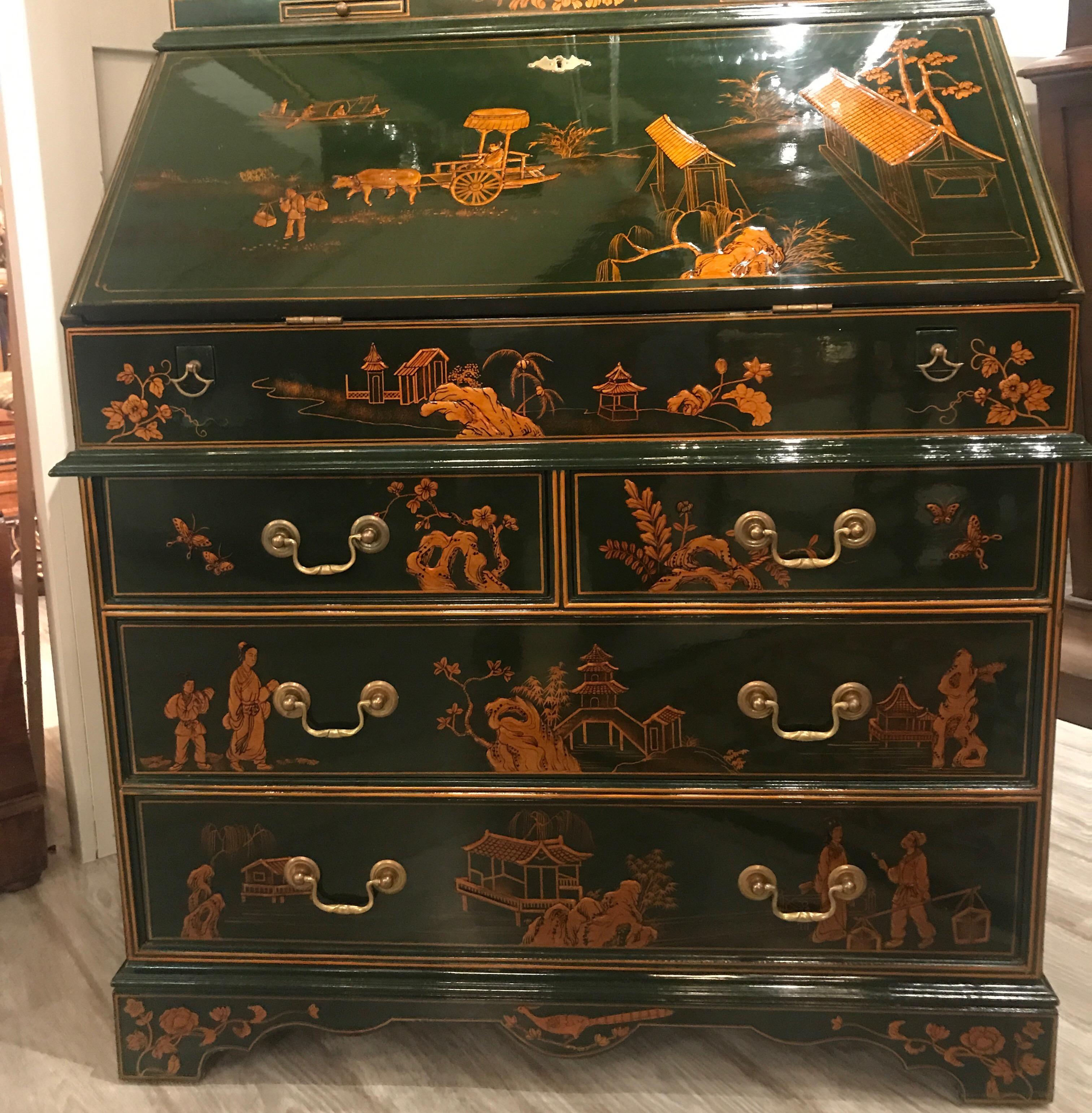 Hand Painted Chinoiserie Secretary Desk by Maitland Smith 5