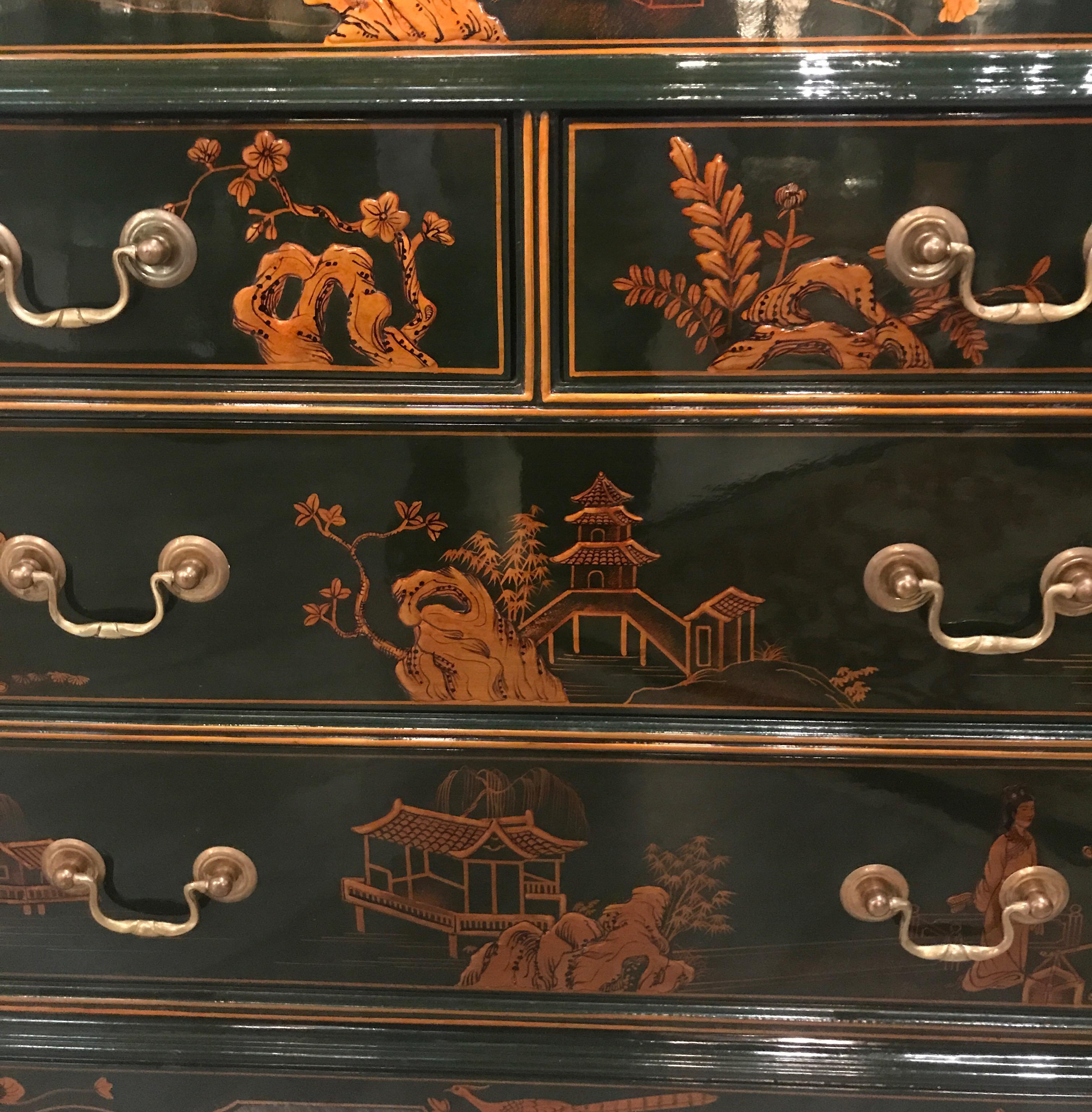 Hand Painted Chinoiserie Secretary Desk by Maitland Smith 9