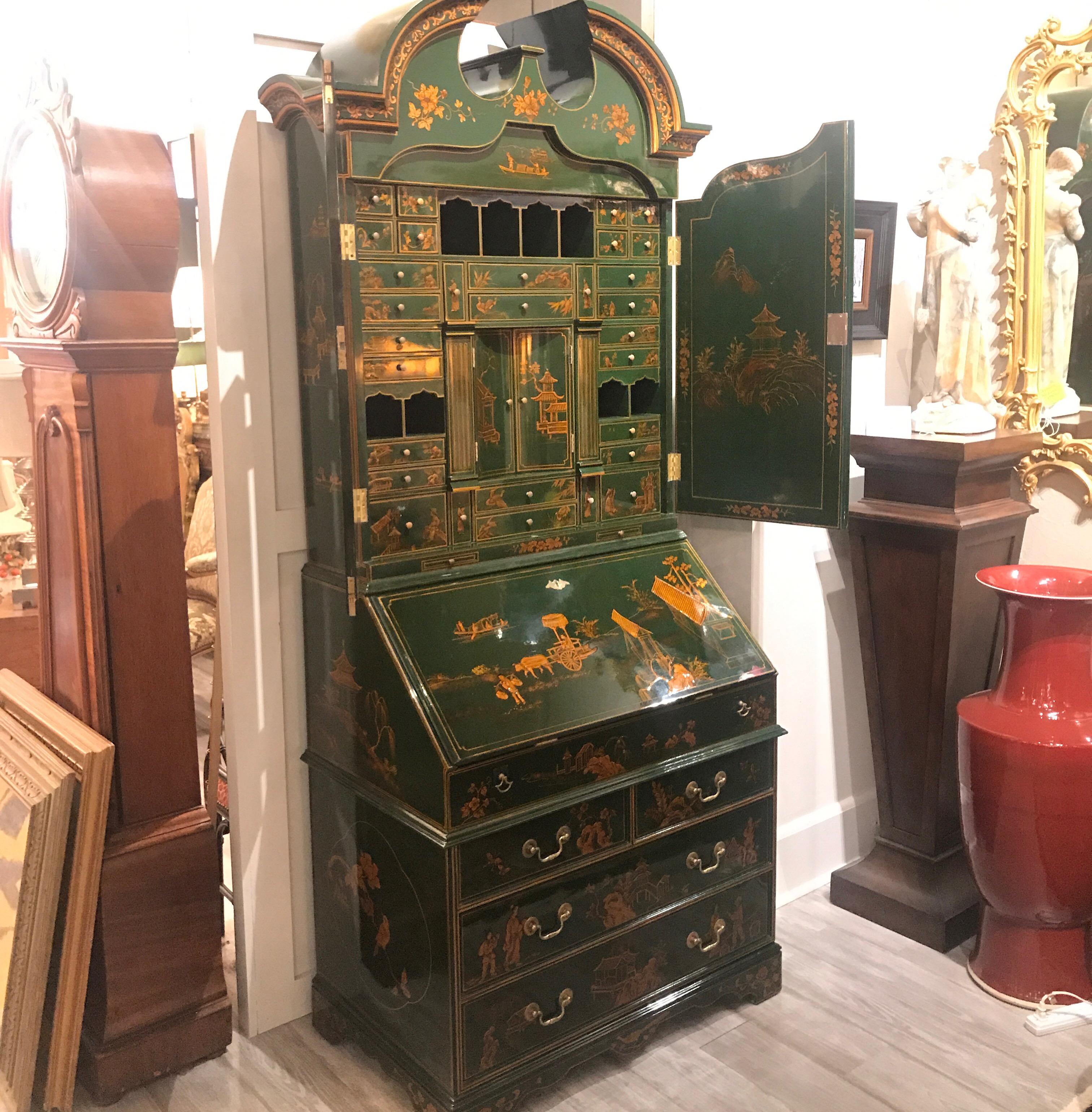 Asian Hand Painted Chinoiserie Secretary Desk by Maitland Smith